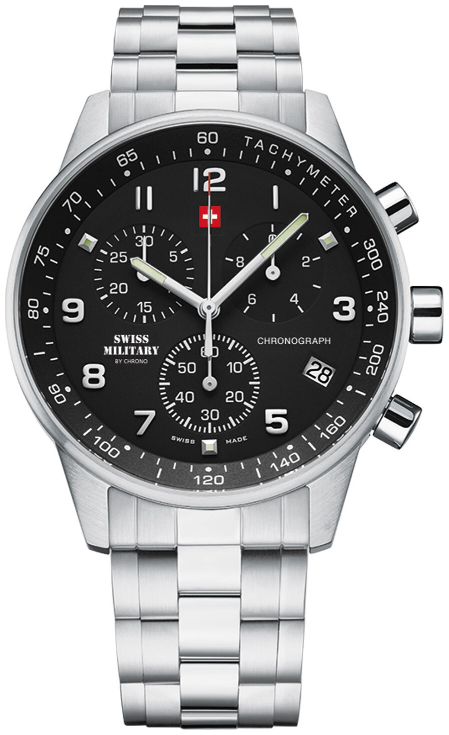 Image of Swiss Military by Chrono Herren-Armbanduhr Chronograph Quarzwerk mit Edelstahlarmband Sm34012.01