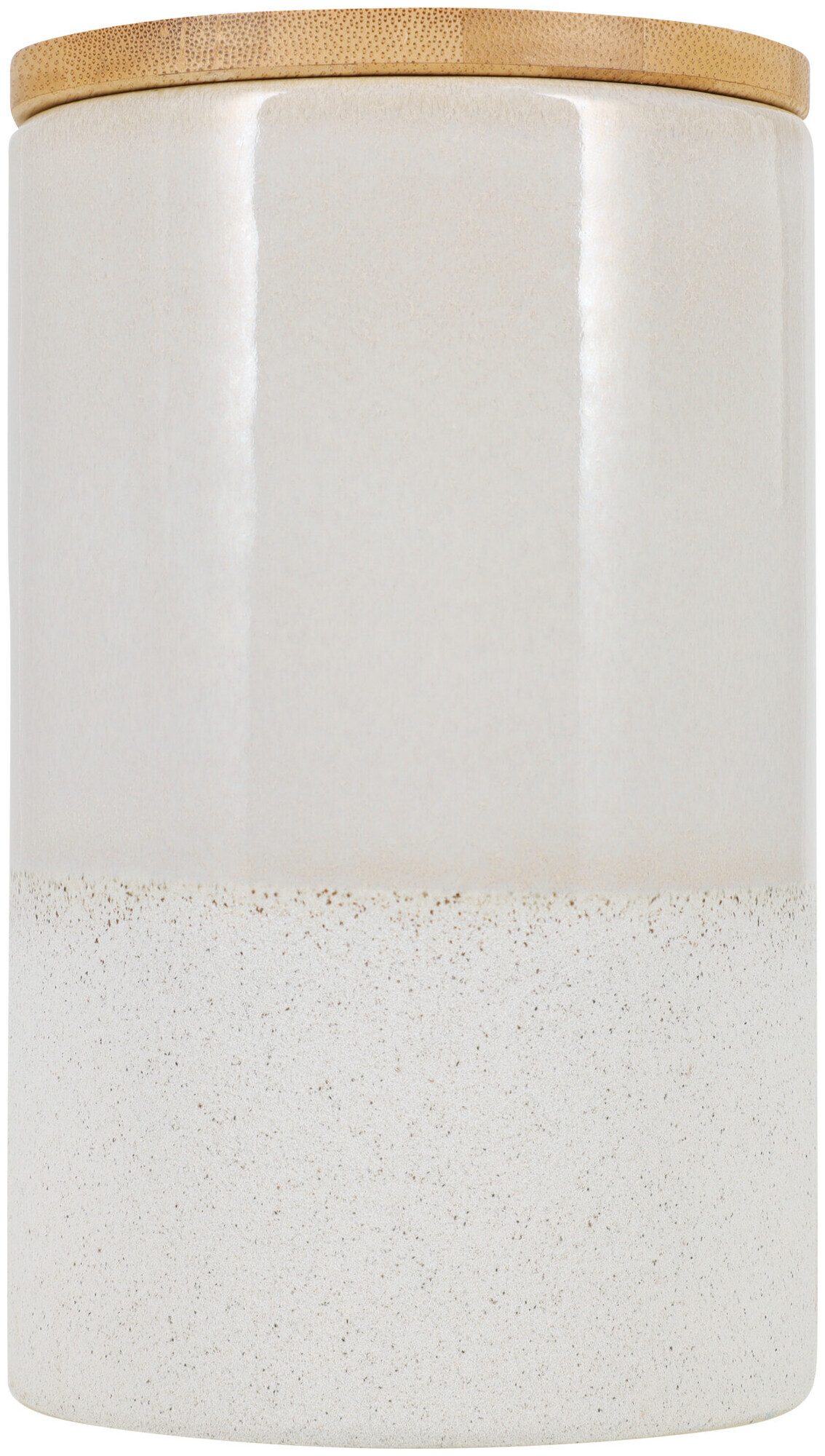 Image of Dose aus Steingut mit beiger Glasur und Bambusdeckel 1L