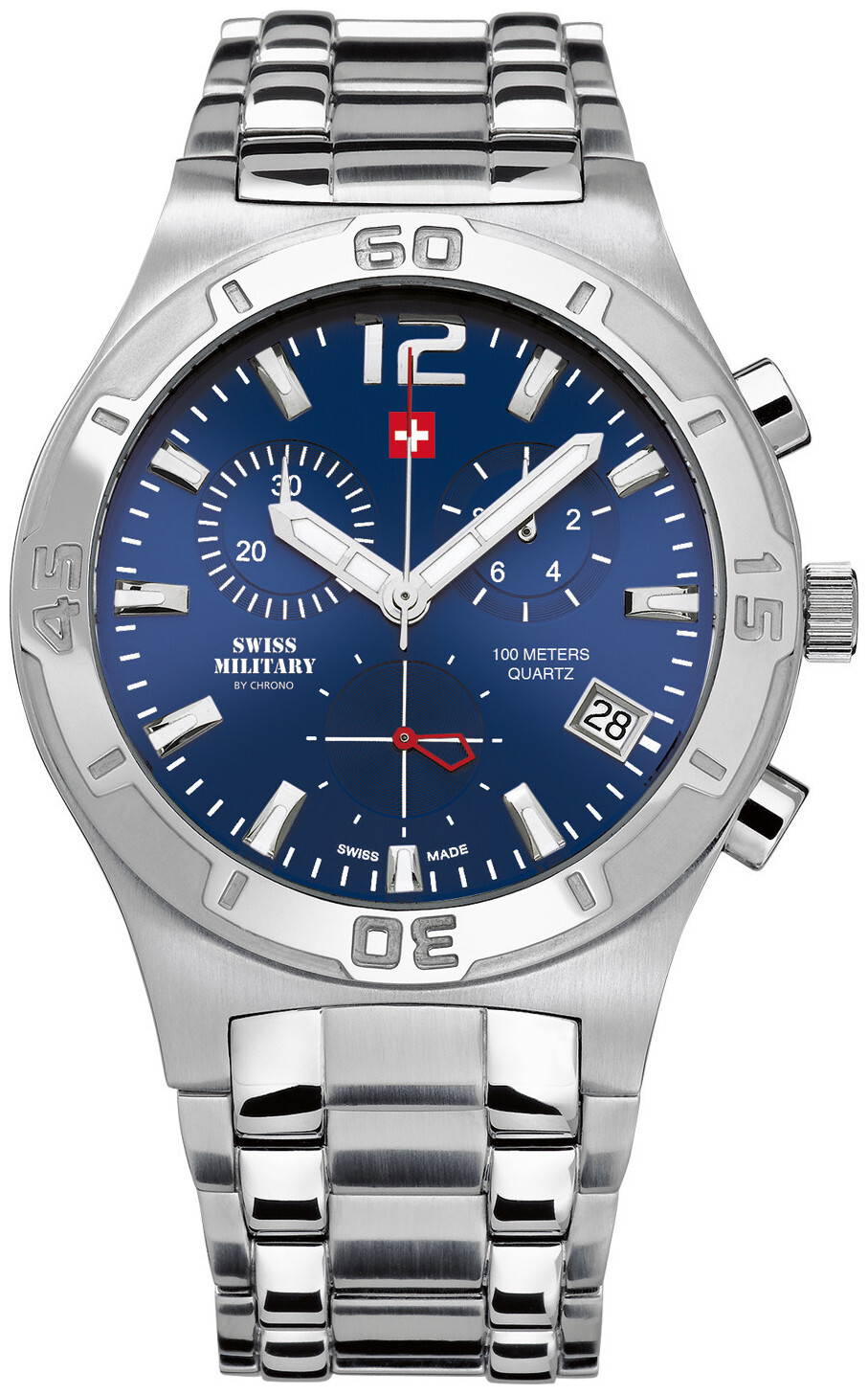 Image of Swiss Military by Chrono Herren-Armbanduhr Chronograph Quarzwerk mit Edelstahlarmband Sm34015.03