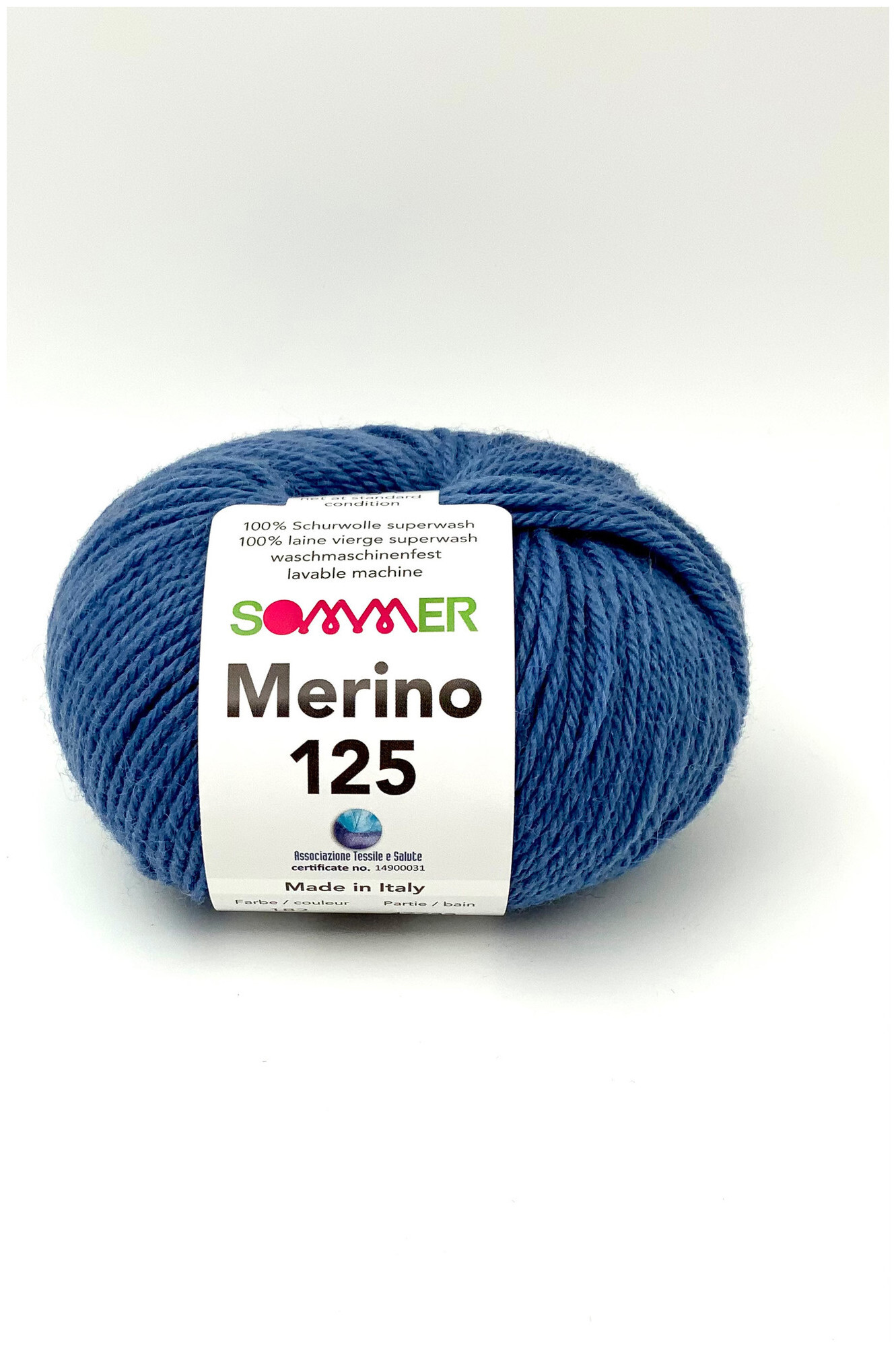 Image of Sommer Merino 125 182 Handstrickgarn 100% Merino Superwash jeans 50g