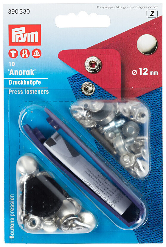 Prym Druckknopf Anorak silber 12 mm 10 Stk.