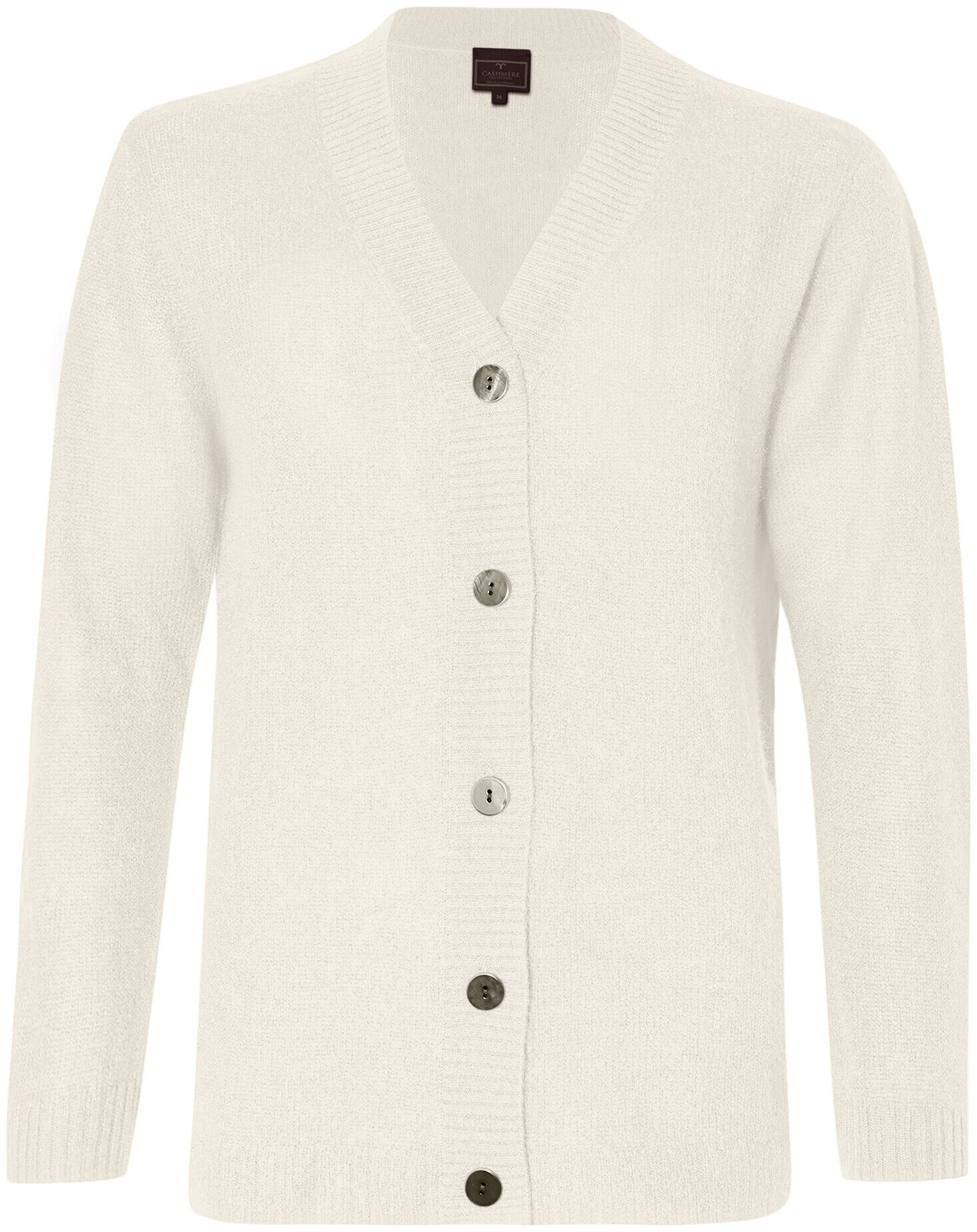 Cashmere Dames Cardigan en cachemire col rond écru L