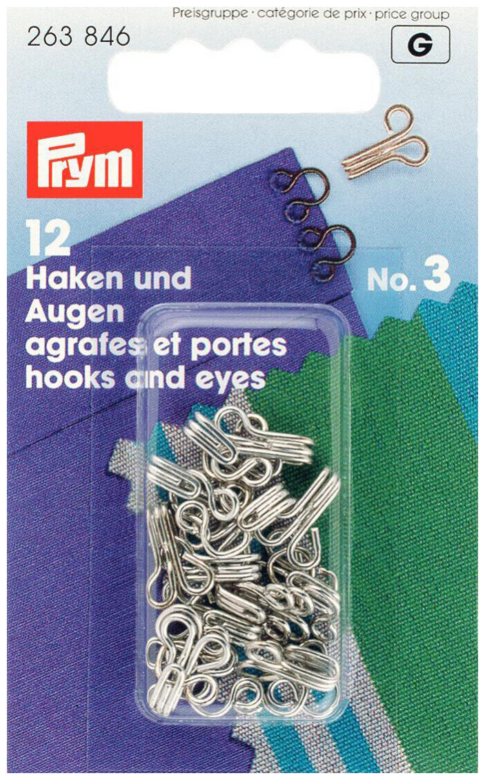 Image of Prym Federhaken und augen silber Nr. 3 12 Stk.