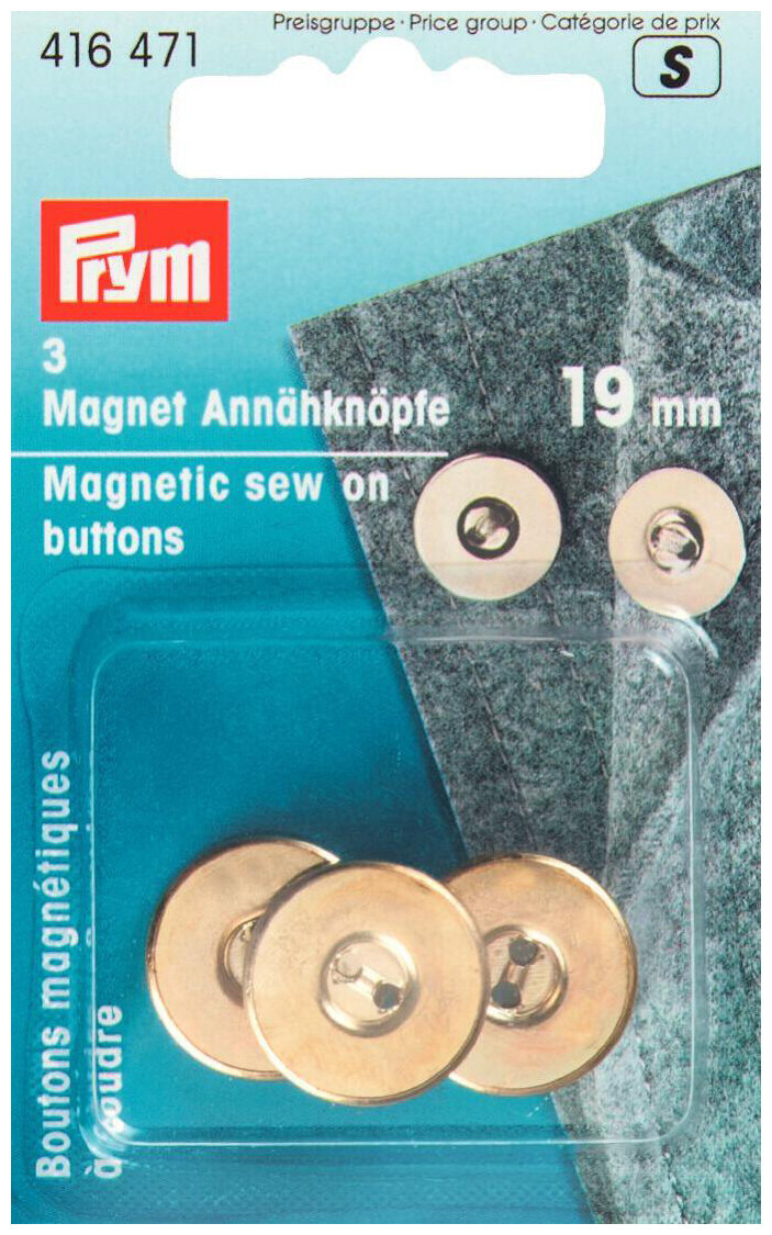 Image of Prym Magnet-Annähknopf gold 19 mm 3 Stk.