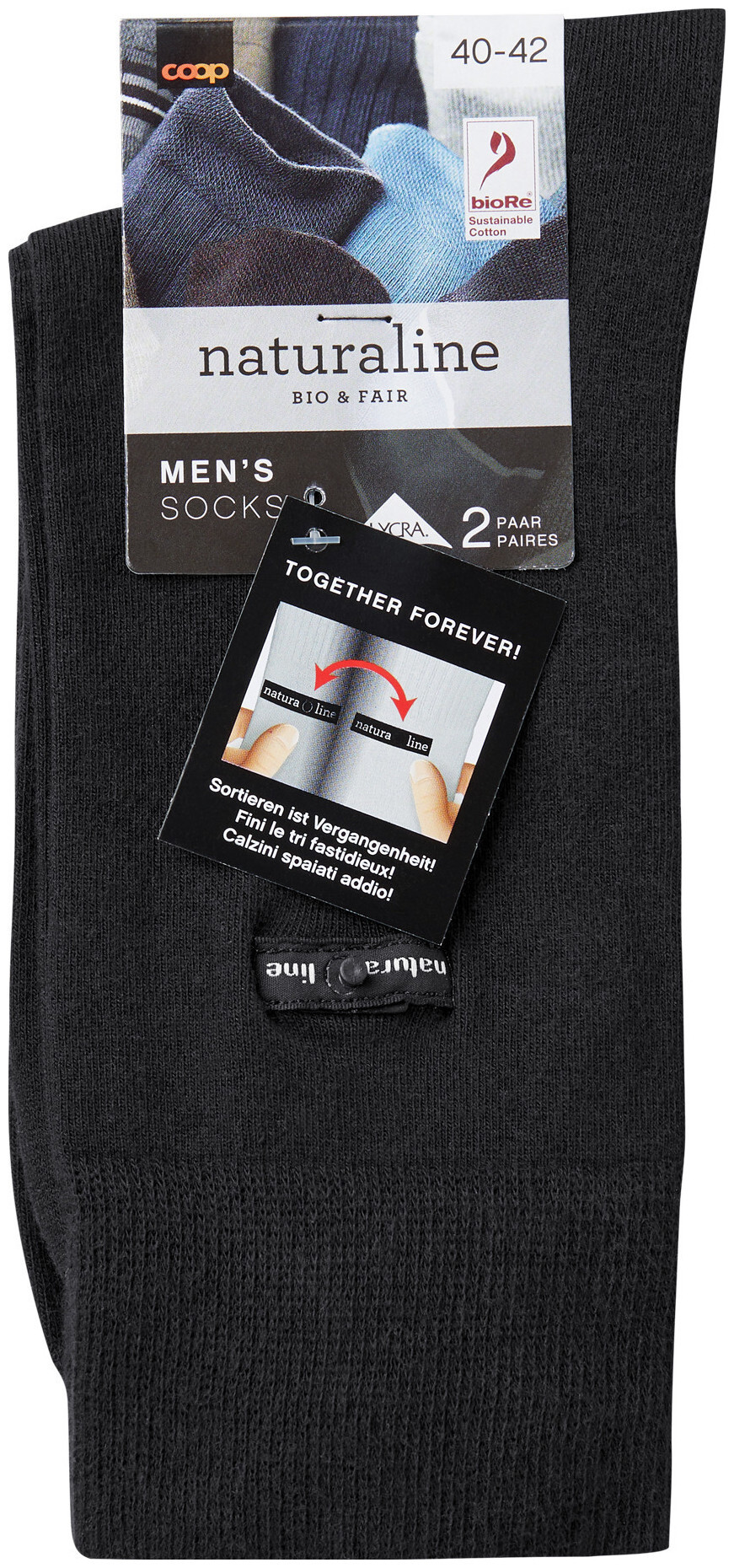 Image of Naturaline Textil Naturaline Herren Socken Glatt Clip Duo Schwarz 40 - 42