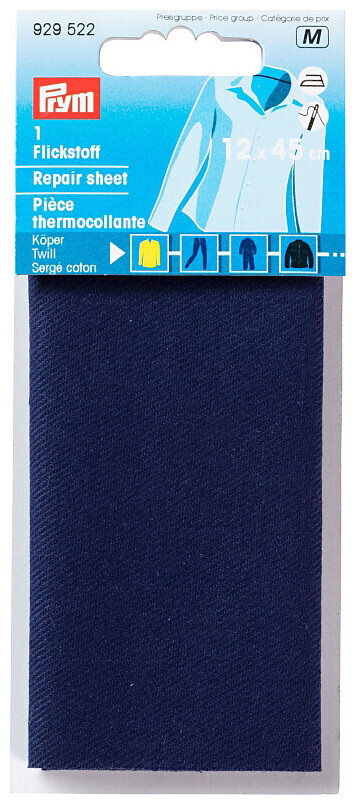 Prym tissu thermocollant sergé bleu 12 x 45 cm