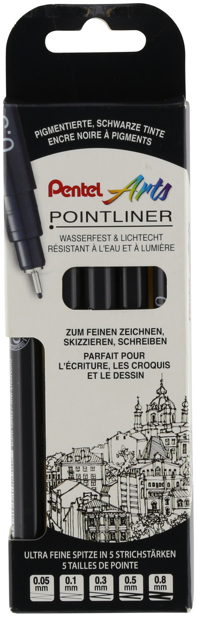 Image of Pentel Pigment Fineliner (Schwarz, 5 Stück)