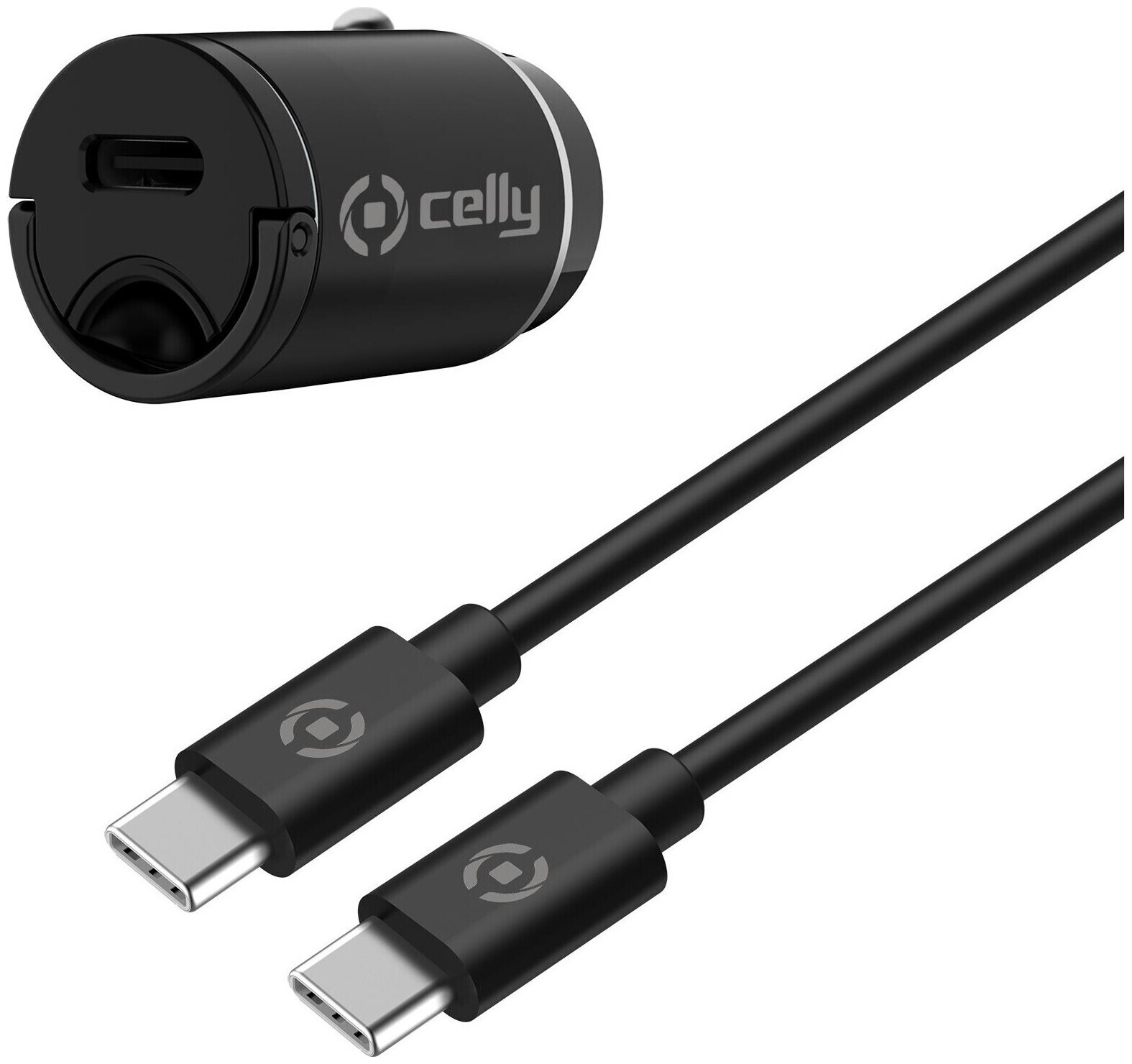 Image of Celly Usb-C Autoladegerät mit Usb-C auf Usb-C Kabel 20W