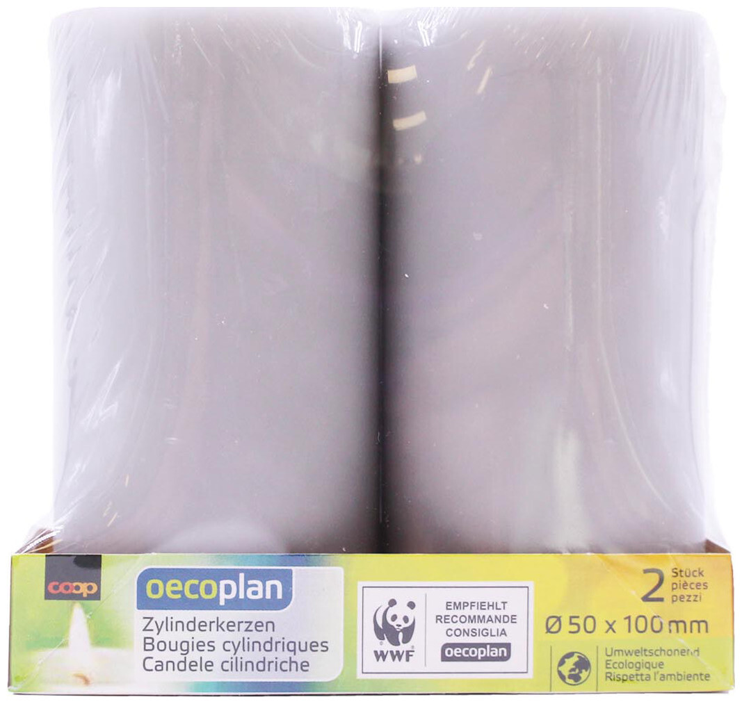Image of Oecoplan Zylinderkerzen 50x100 2Stk. hellgrau