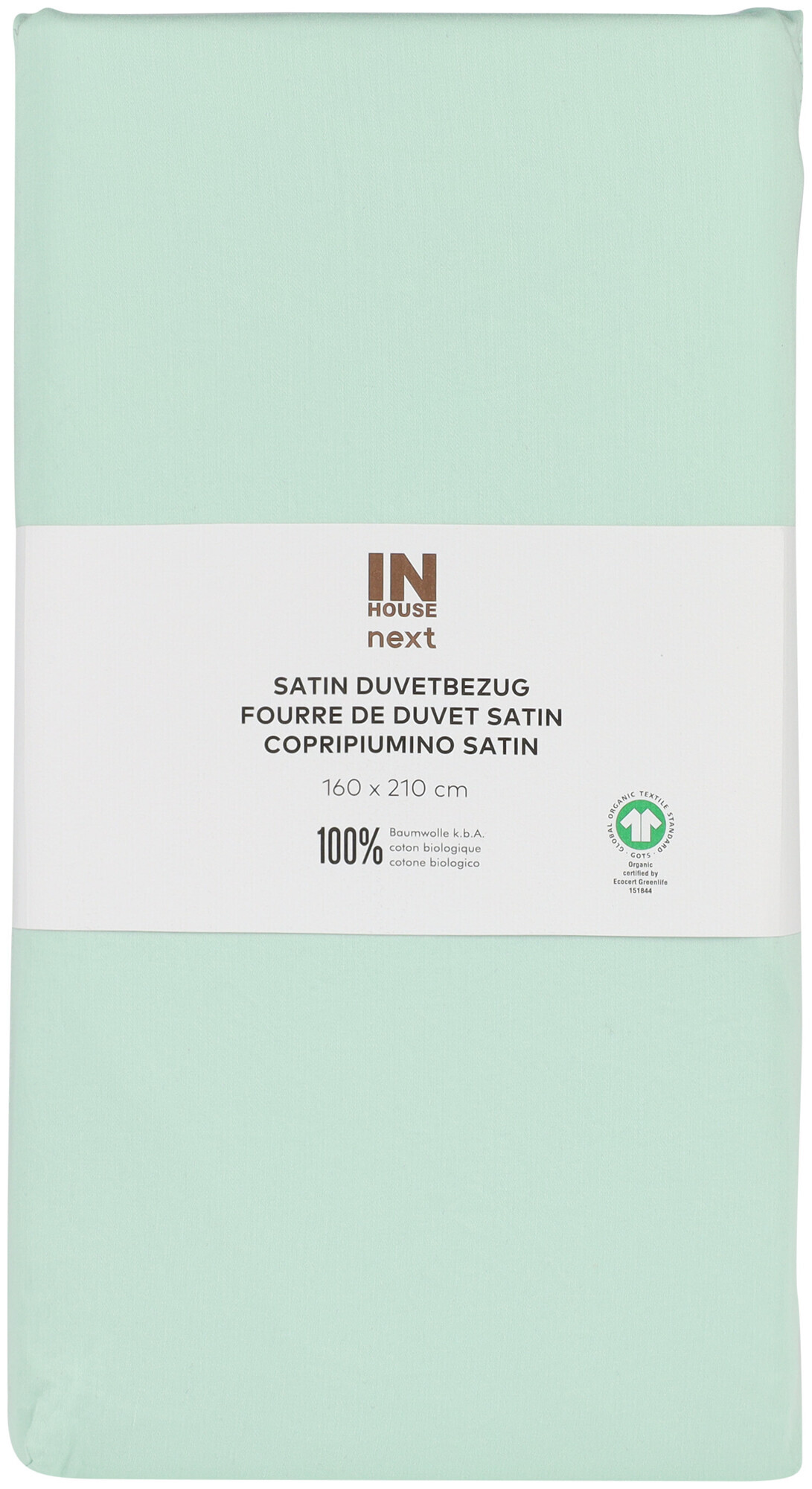 Image of Inhouse Duvet Gots Satin Paspel 160x210 hellgrün