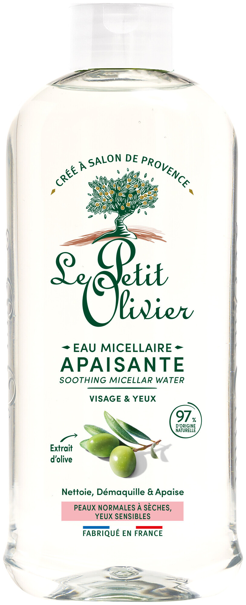 Image of Le Petit Olivier Mizellares Reinigungswasser für Gesicht und Augen - Olivenextrakt, Normale bis trockene Haut, Für empfindliche Augen geeignet, 400ml