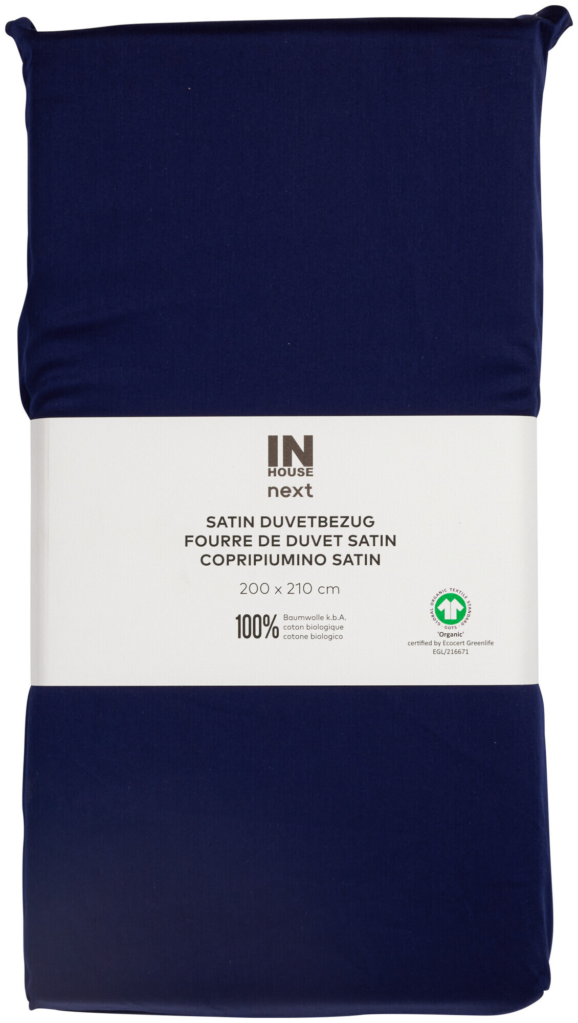 Image of Inhouse Duvet Gots Satin 200x210 marine