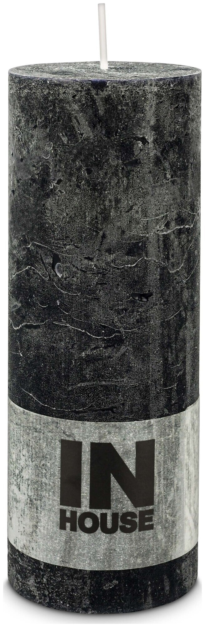 Image of Inhouse Zylinderkerze Rustic 68x180 Schwarz