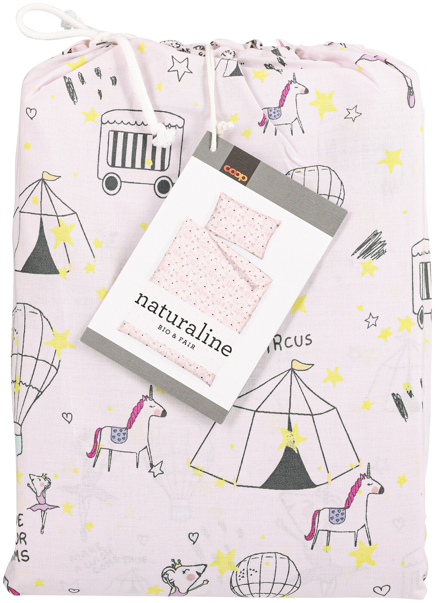 Image of Naturaline Textil Naturaline Bettwäschegarnitur Zirkus pink 160x210/65x100 cm
