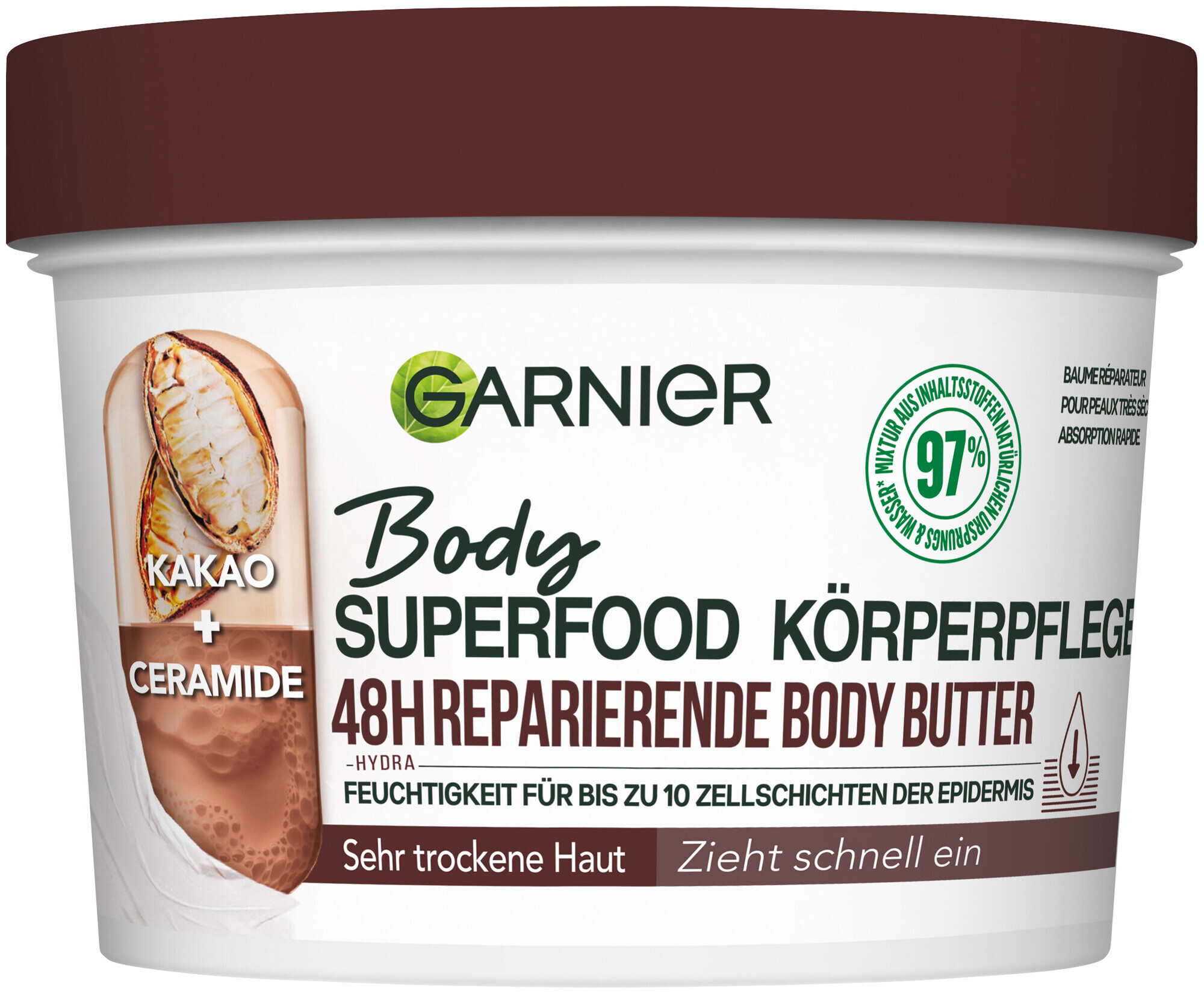 Image of Garnier Body Superfood 48H Reparierende Body Butter Körperpflege [Kakao + Ceramide]