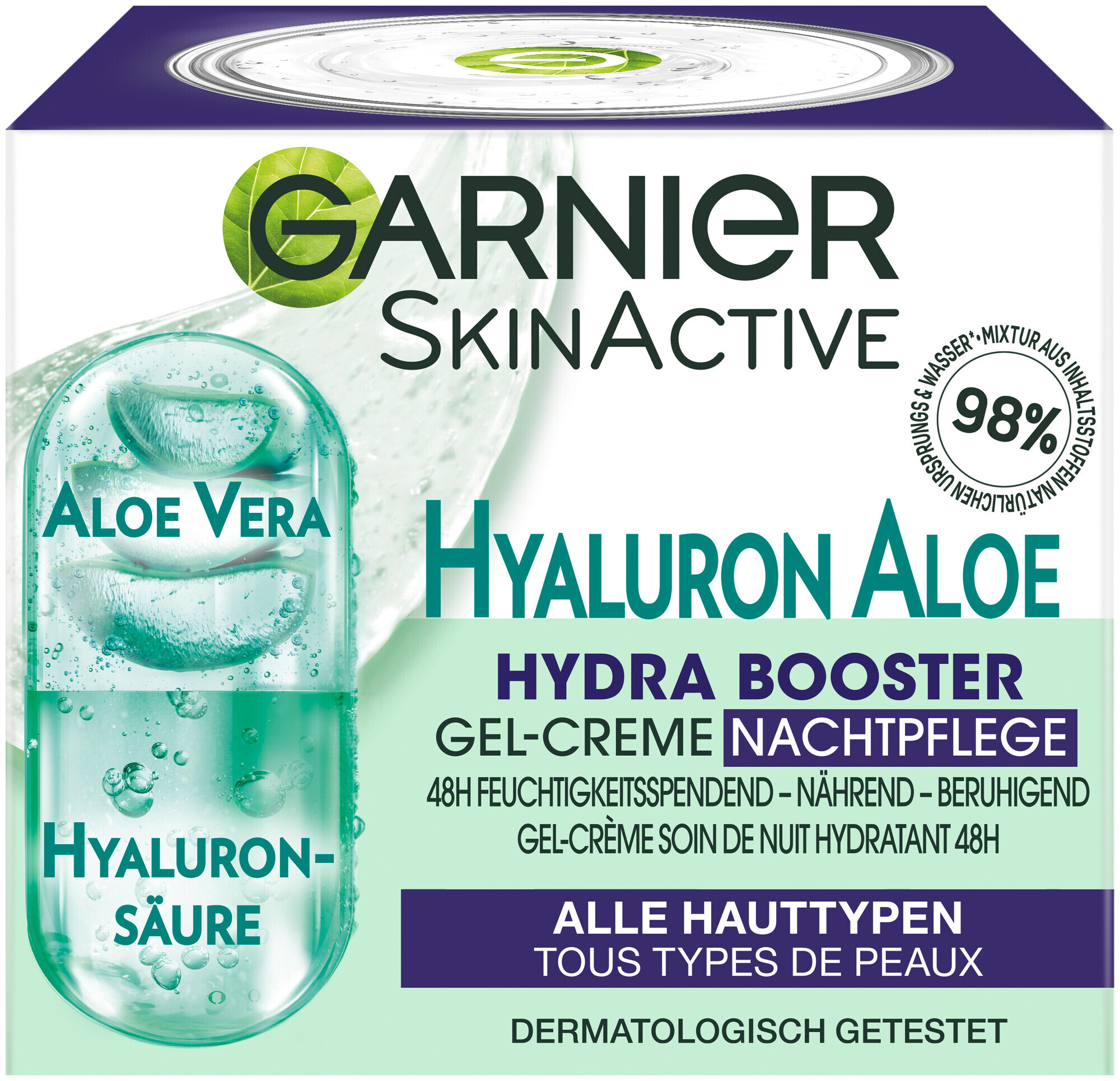 Image of Garnier Hyaluron Aloe Hydra Booster Gel-Creme Nachtpflege 50ml