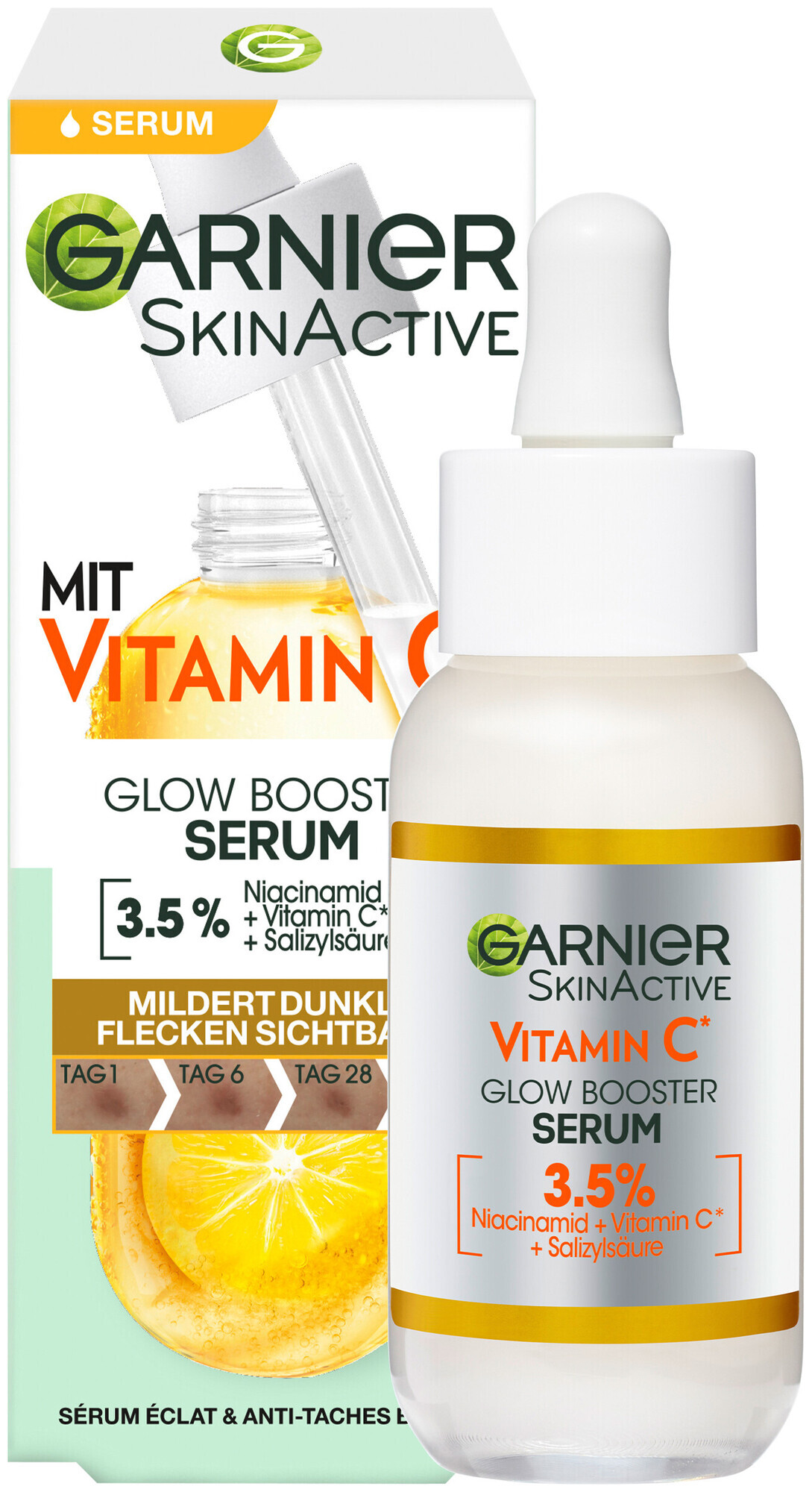 Image of Garnier Vitamin C* Glow Booster Serum mit Niacinamid + Salizylsäure gegen dunkle Flecken, 30.0ml