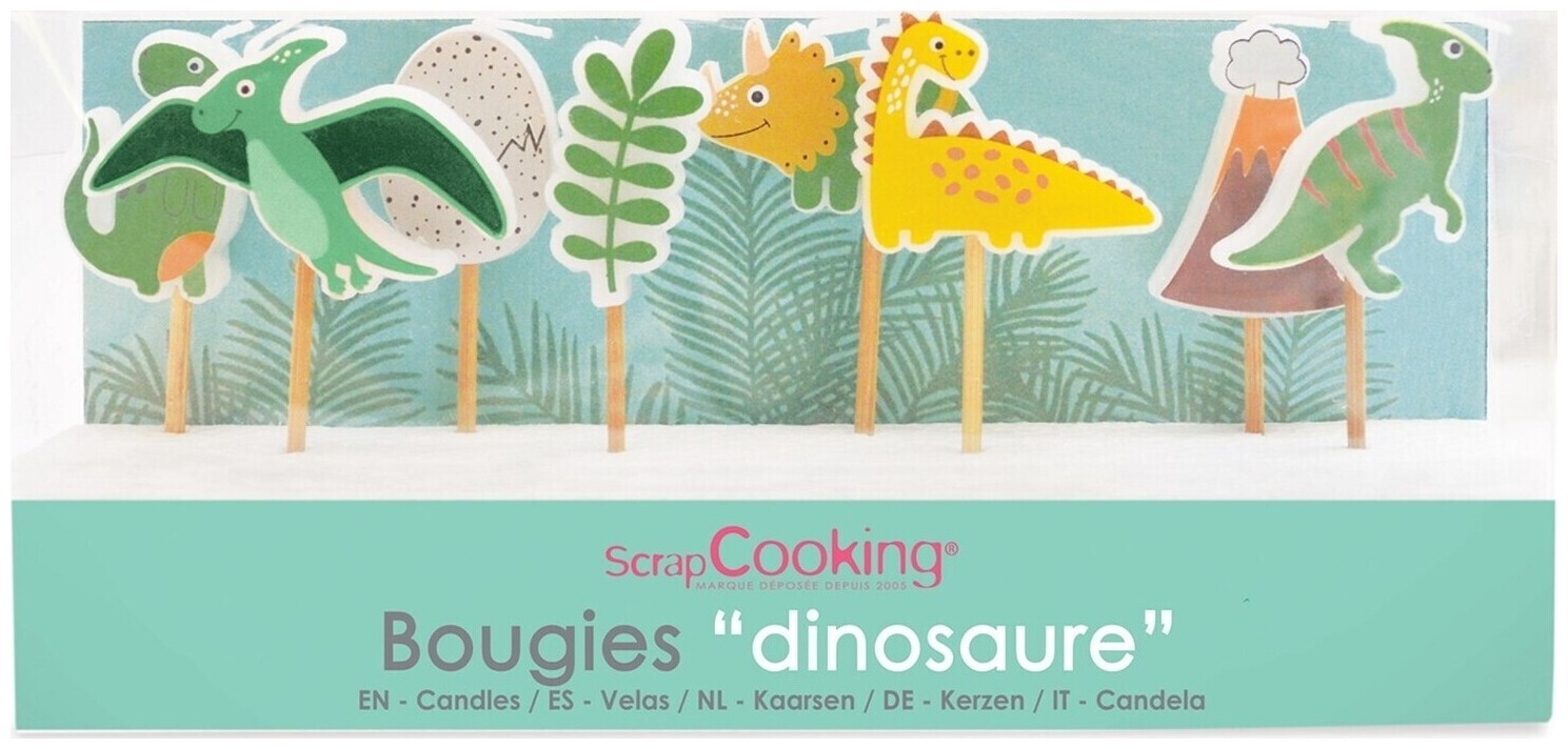 Scrapcooking Dino Geburtstagskerze (Mehrfarbig, 8 Stück)