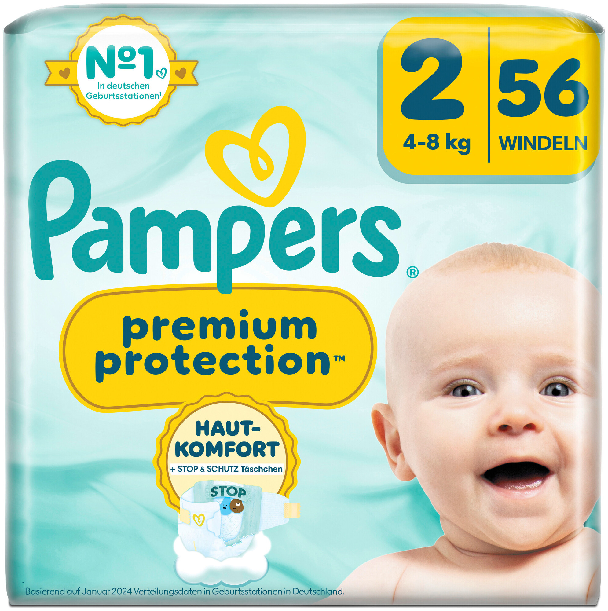 Pampers Premium Protection, taille 2 Mini 4–8kg 56 Couches
