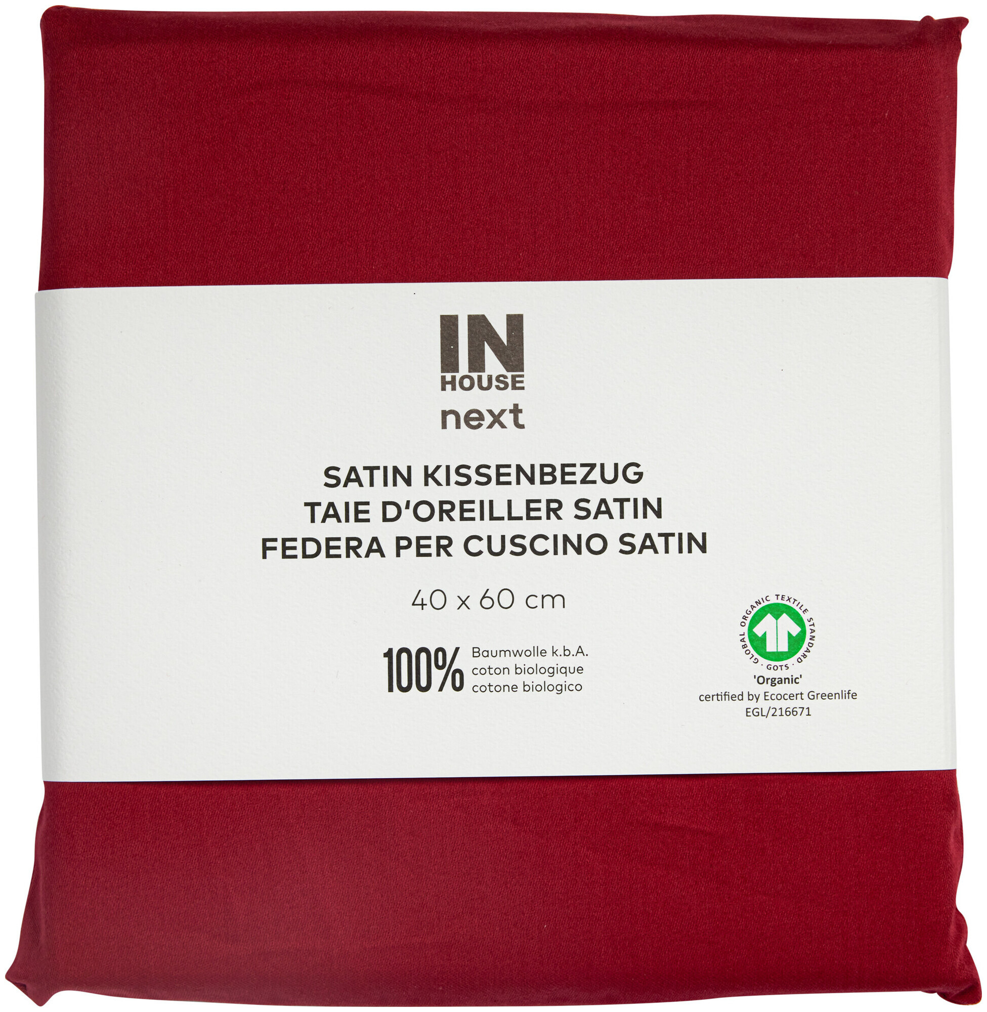 Image of Inhouse Kissen Gots Satin 40x60 bordeaux