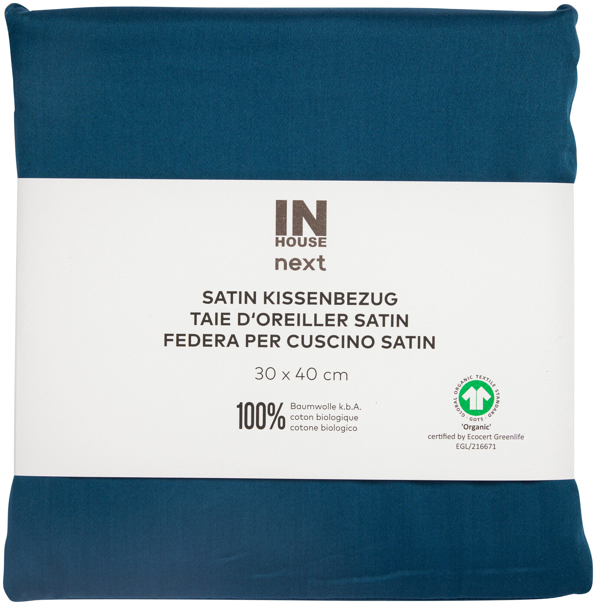 Image of Inhouse Kissen Gots Satin 30x40 petrol