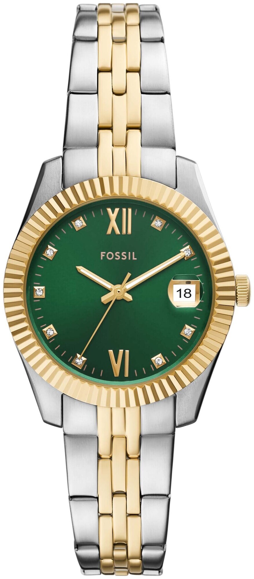 Fossil Damen Scarlette Mini UHR aus Edelstahl Silber/Grün