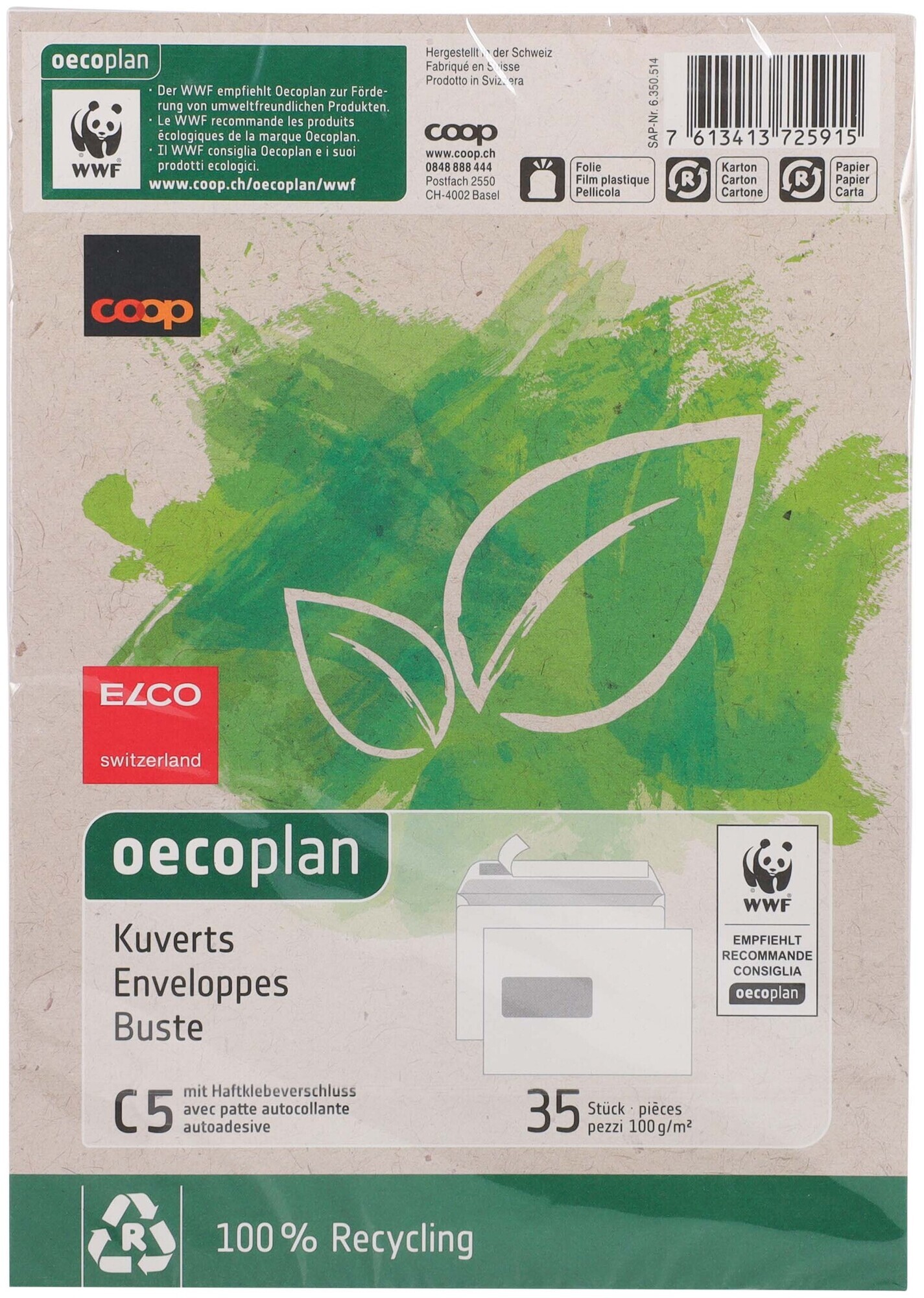Image of Oecoplan Kuvert C5 Fenster links 35 Stück