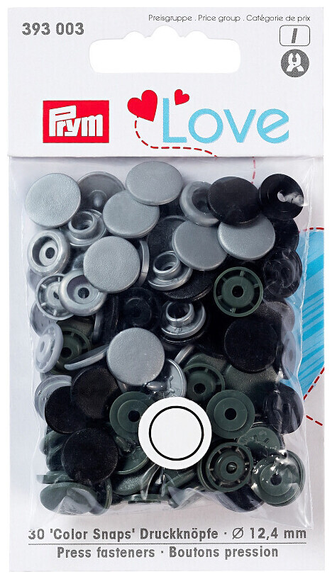 Prym Love Druckknopf Color Snaps grau 12.4 mm 30 Stk.
