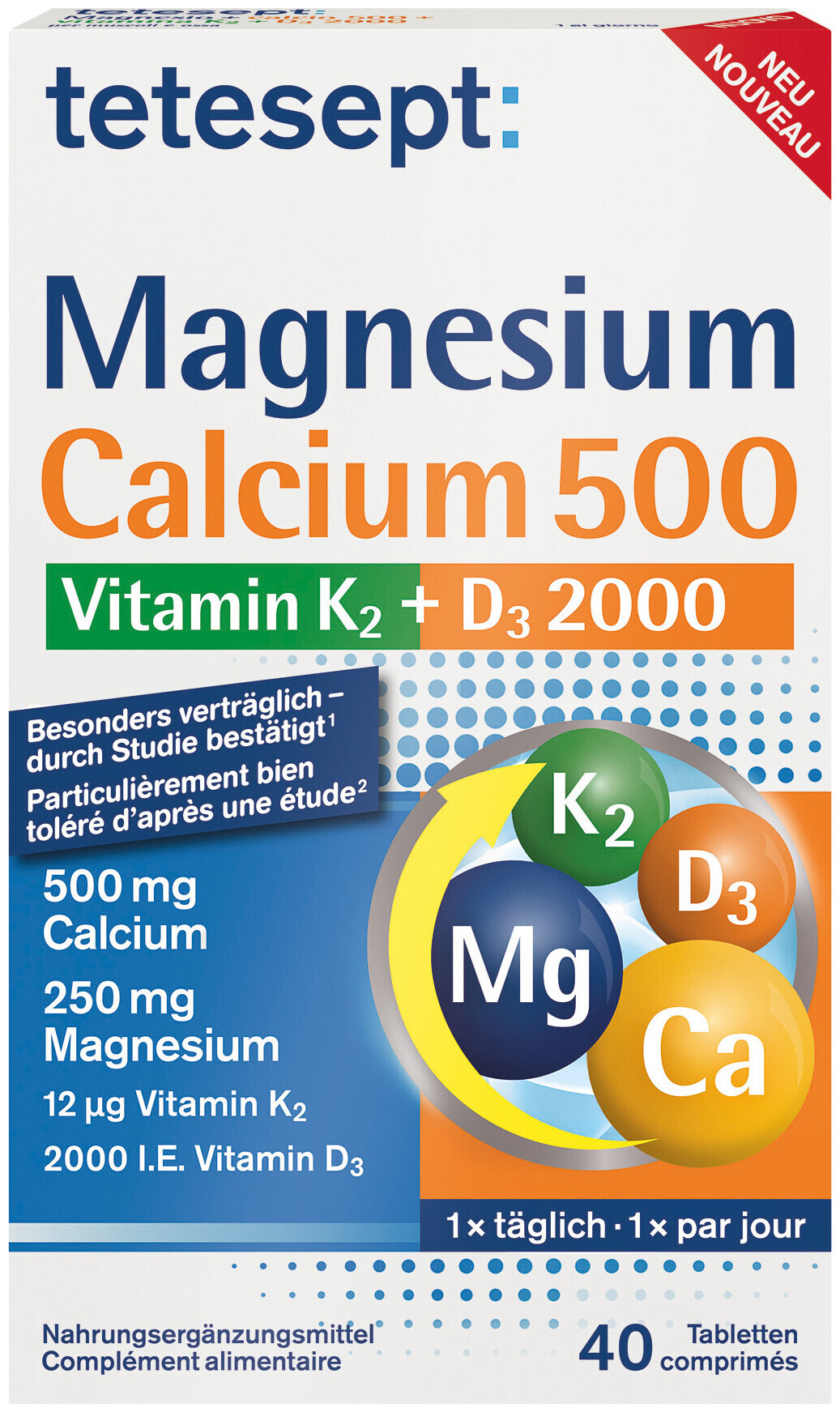 Image of Tetesept Magnesium Calcium D3 & K2 40 Stück