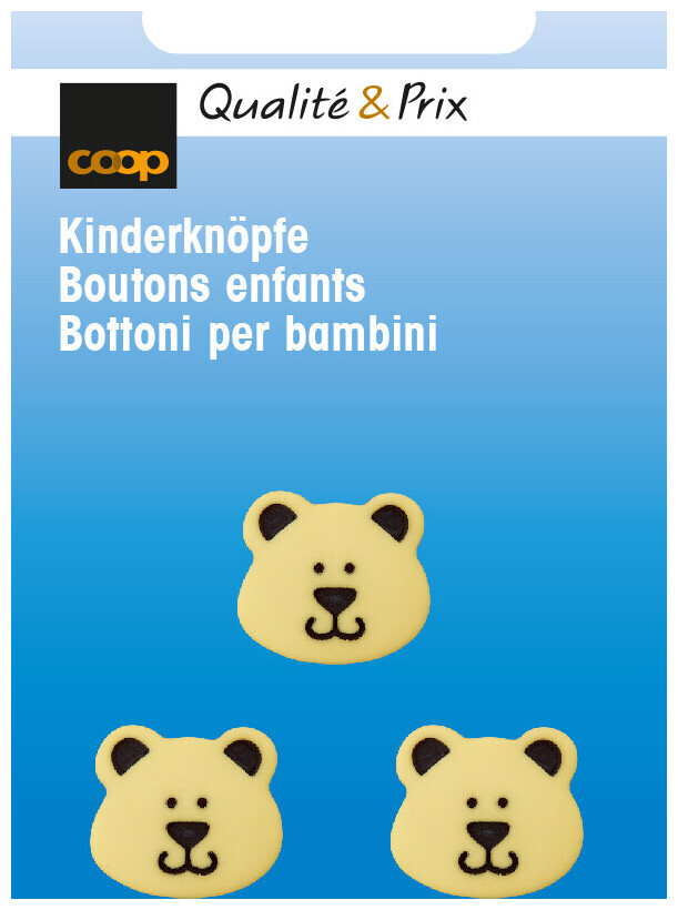 Image of Kinderknopf Bär gelb 15mm 3 Stk.