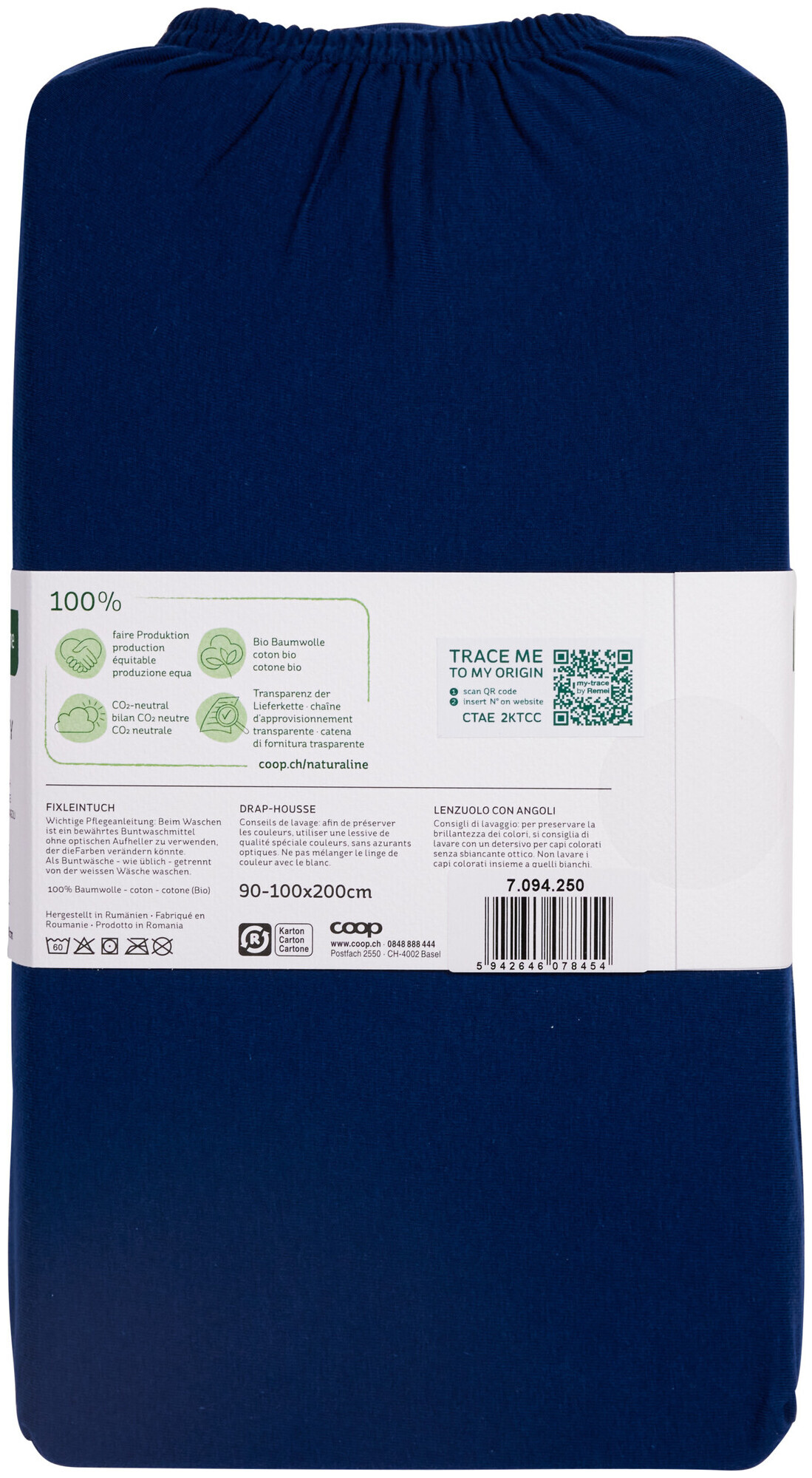 Image of Naturaline Textil Bio Fixl. Jersey 90x200 hellblau