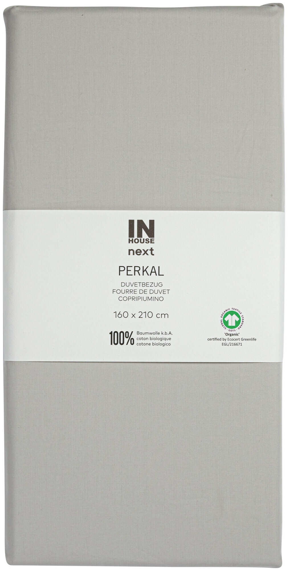 Image of Inhouse Duvet Gots Percale 160x210 grau