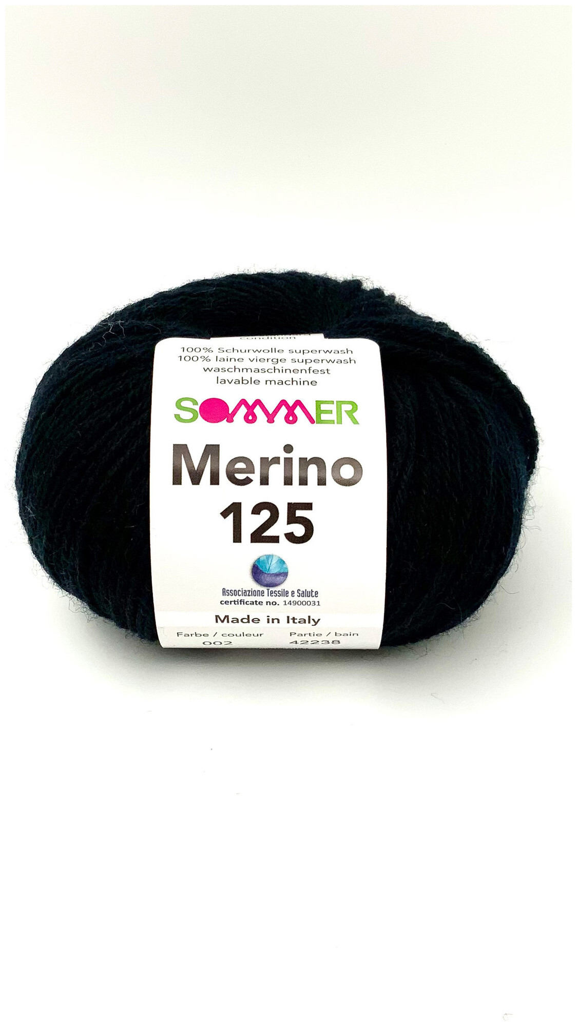 Image of Sommer Merino 125 02 Handstrickgarn 100% Merino Superwash schwarz 50g