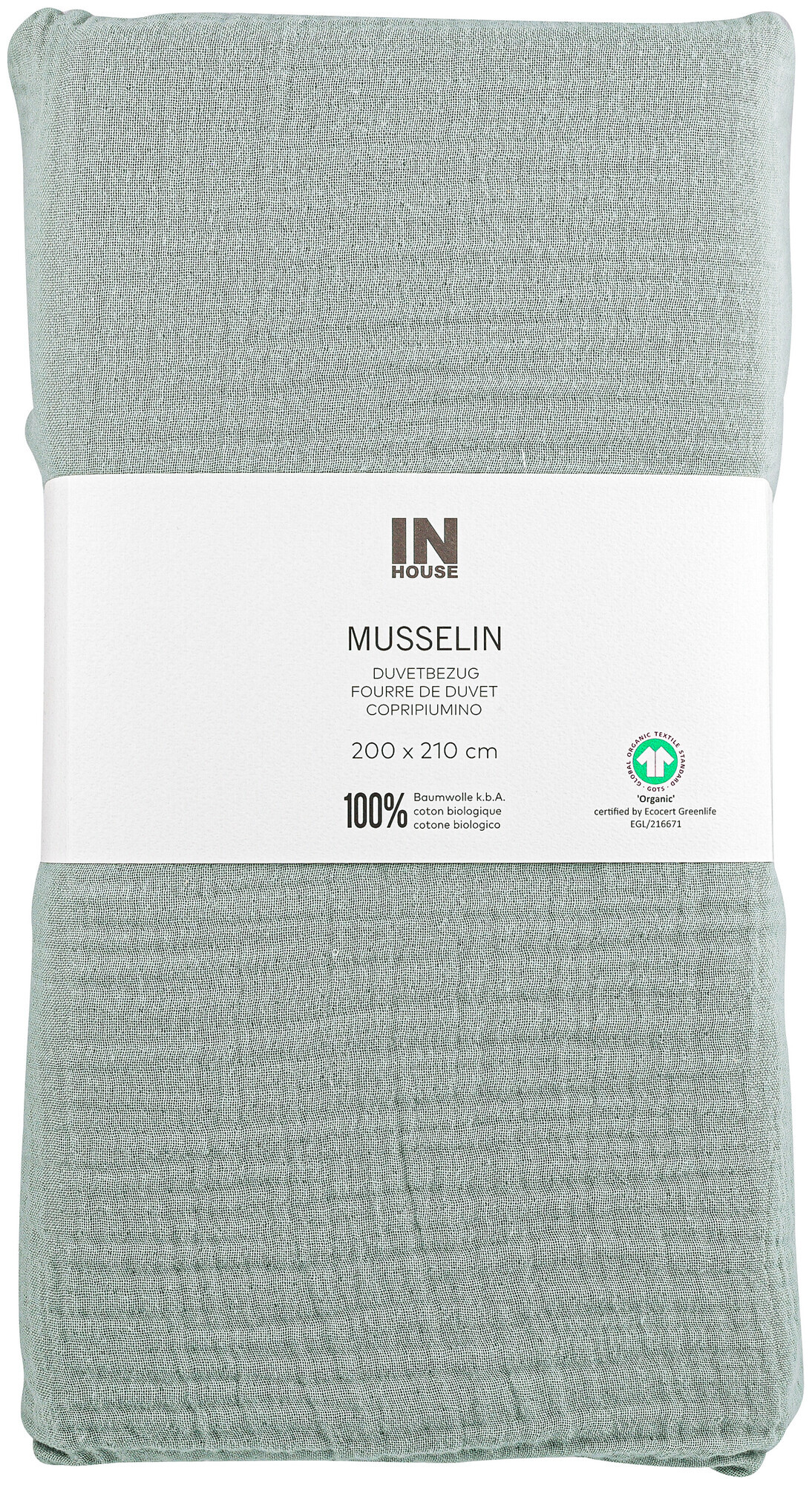 Image of Inhouse Duvet Gots Musseline 200x210 moos