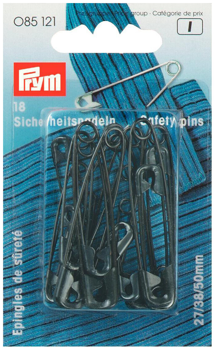 Image of Prym Sicherheitsnadeln schwarz Nr. 0-3 27/38/50 mm 18 Stk. Stahl