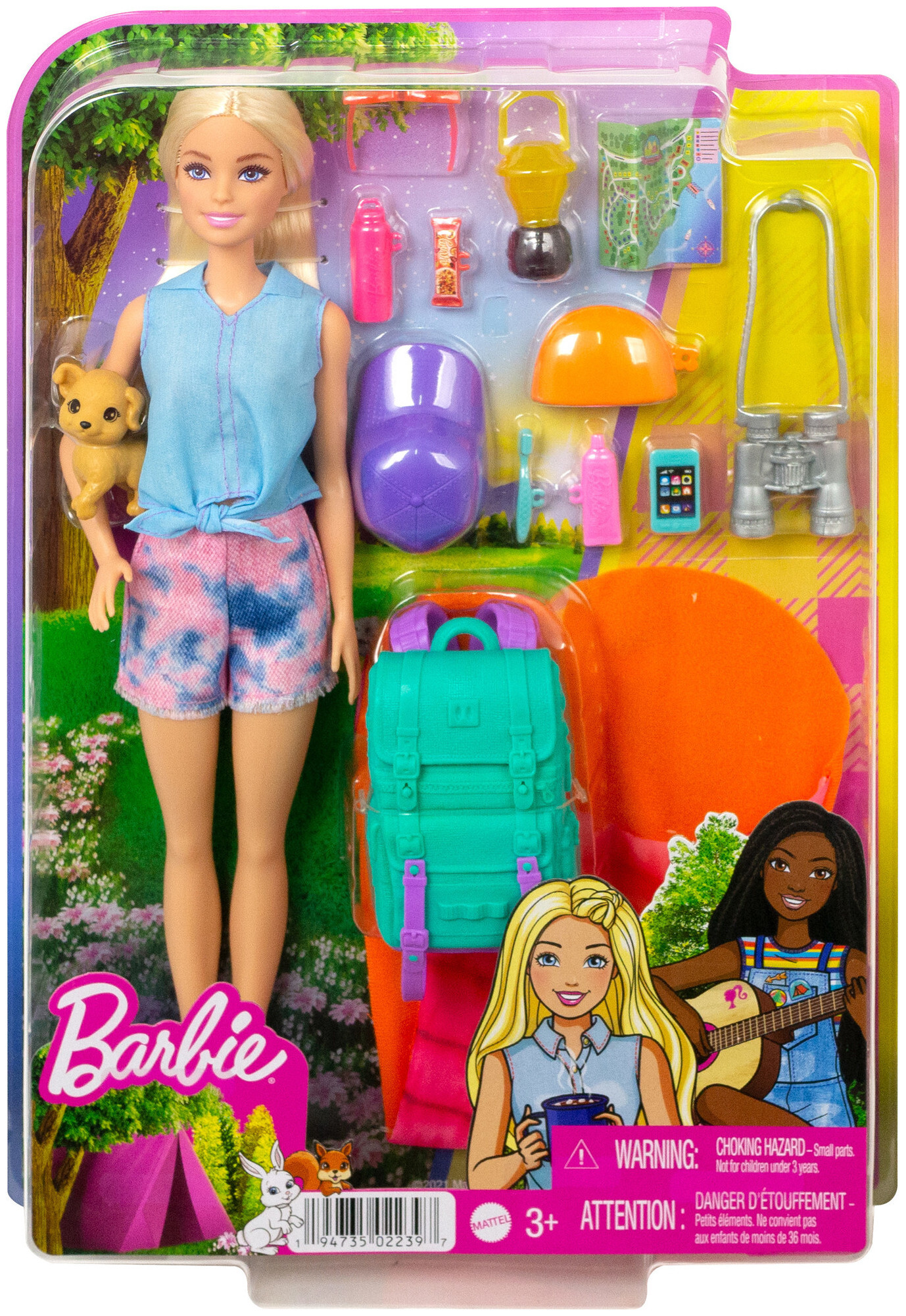 Image of Barbie Barbie im Doppelpack! Camping Spielset mit Malibu Puppe, Hündchen und Accessoires