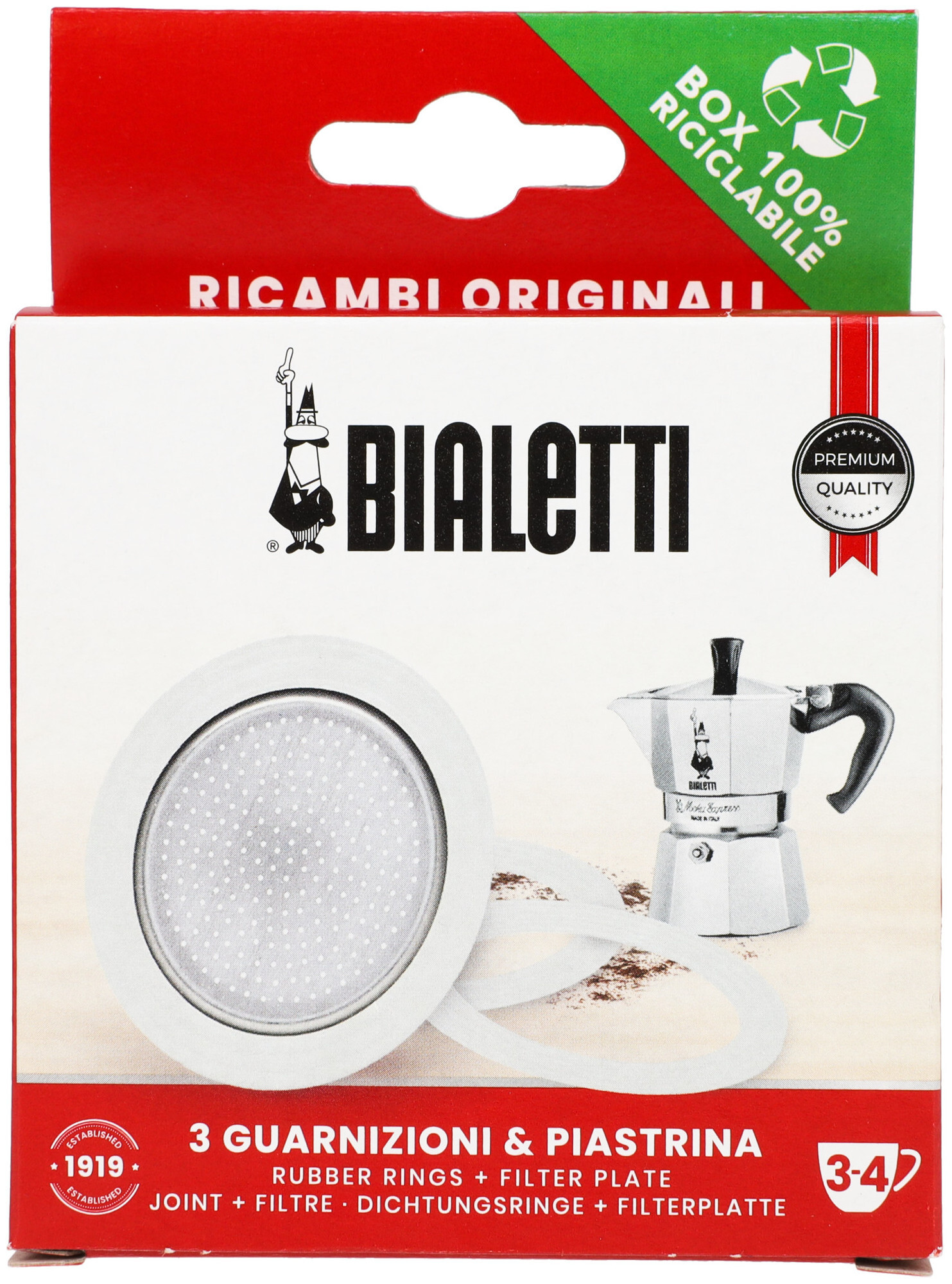Image of Bialetti 3 Dichtungen + 1 Filter für 3 Tassen