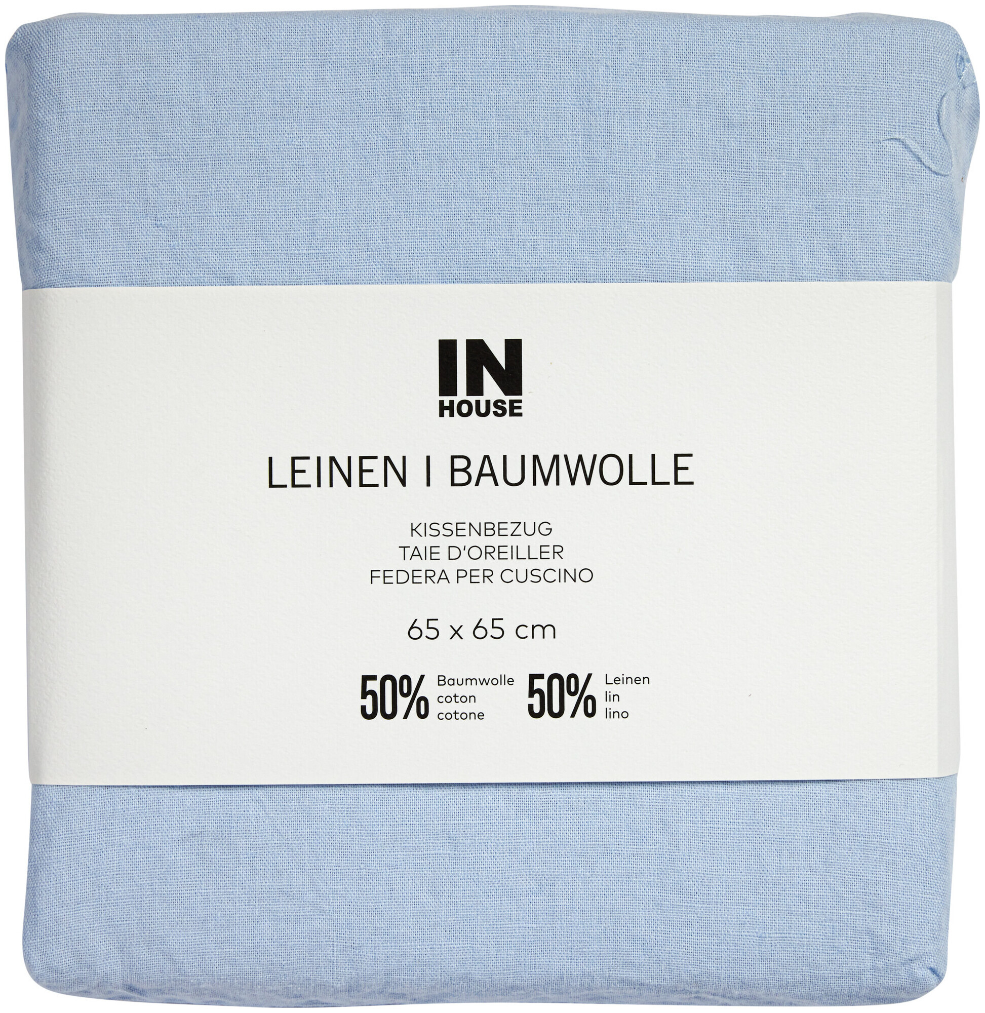 Image of Inhouse Kissen Leinen Fifty-Fifty hellblau 65x65