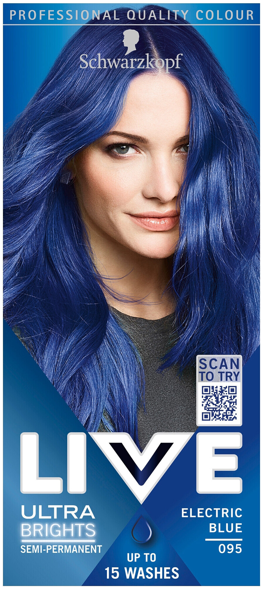 Image of Schwarzkopf Live Ultra Brights or Pastel Semi-Permanente Coloration 095 Electric Blue 80 ml