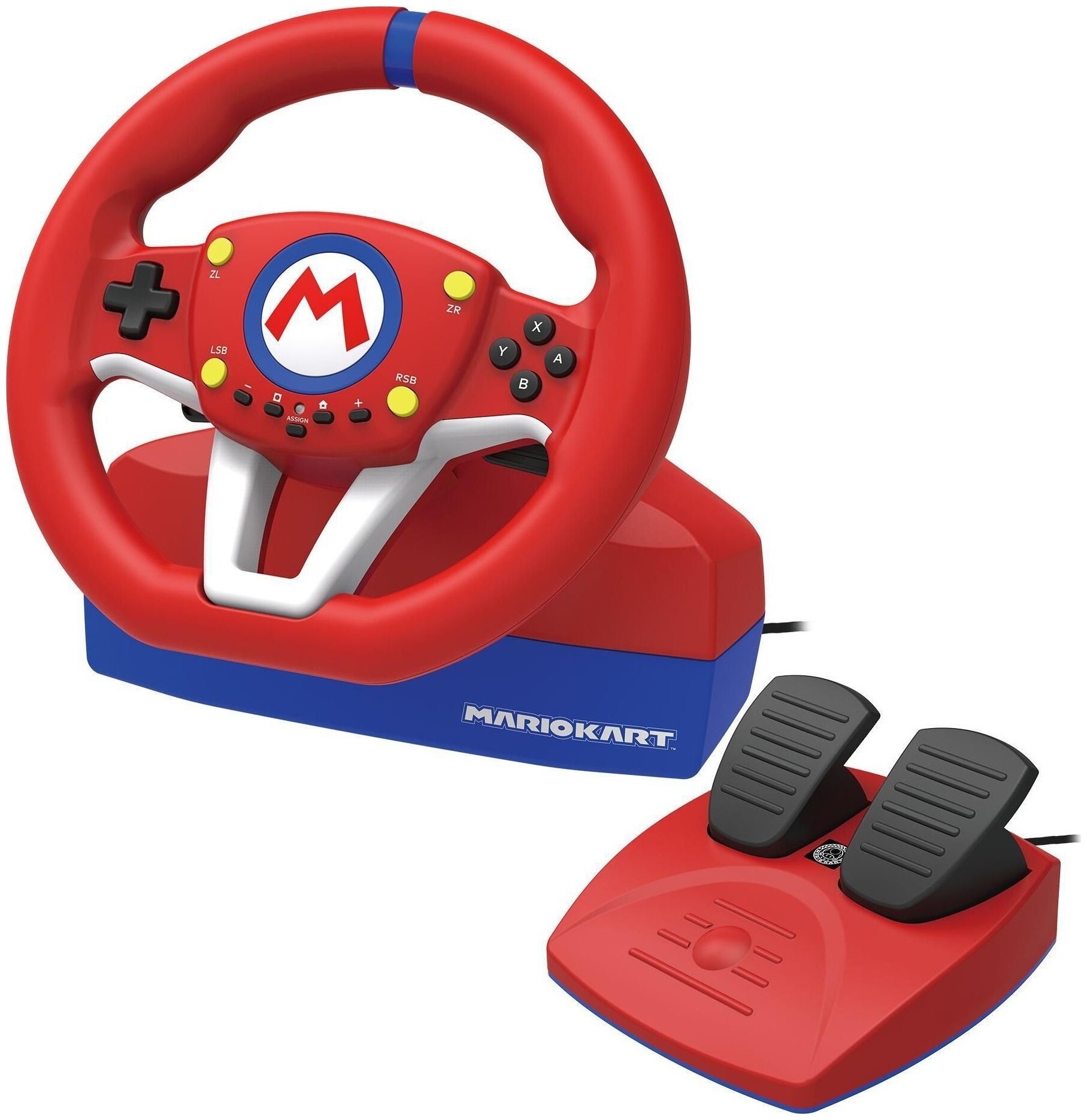 Image of Nintendo Hori Mario Kart Racing Wheel Pro Mini Lenkrad & Pedale (Rot, Blau, Weiss)