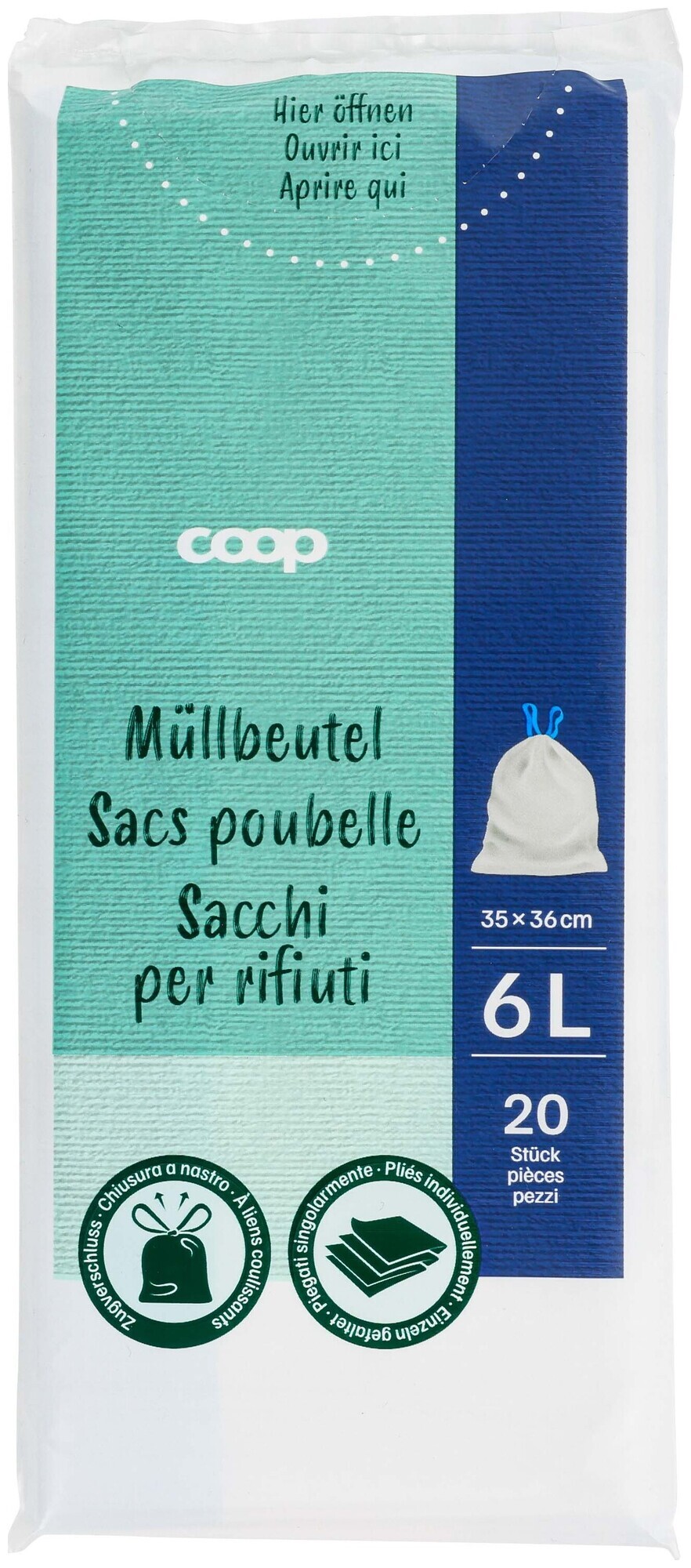 Image of Coop Müllbeutel 35x36cm 6l 20 Stück