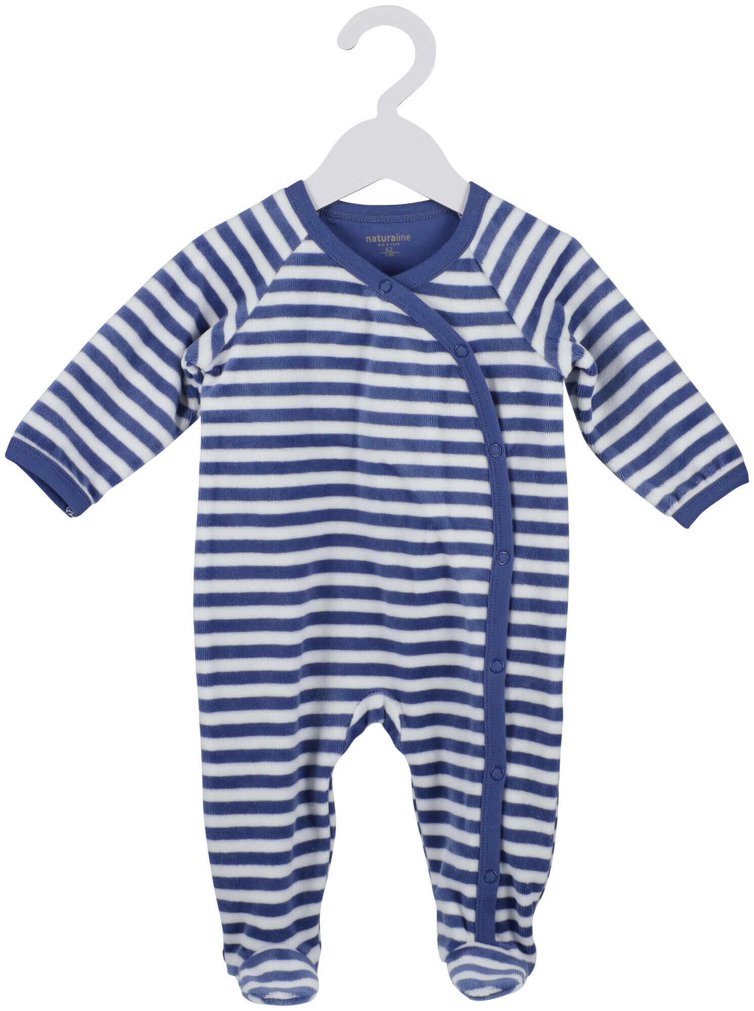 Image of Naturaline Textil New Born Nicky plush Pyjama blau/weiss 56