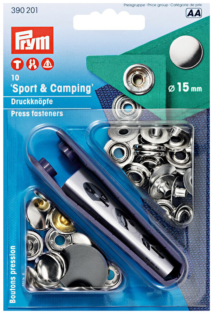 Prym bouton pression camping argent 15 mm 10 pcs