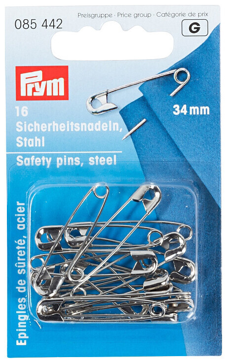 Image of Prym Sicherheitsnadeln silber Nr. 1 34 mm 16 Stk. Stahl