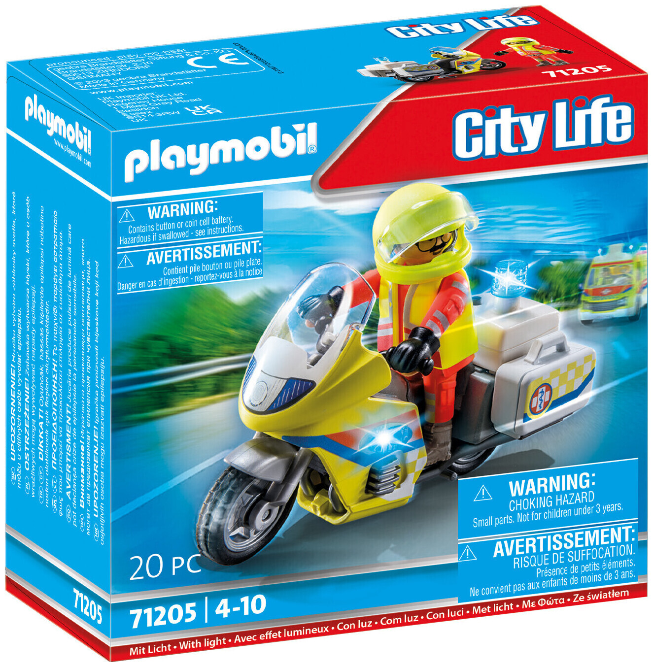 Image of Playmobil City Life Notarzt-Motorrad mit Blinklicht (71205) 4+ Jahre