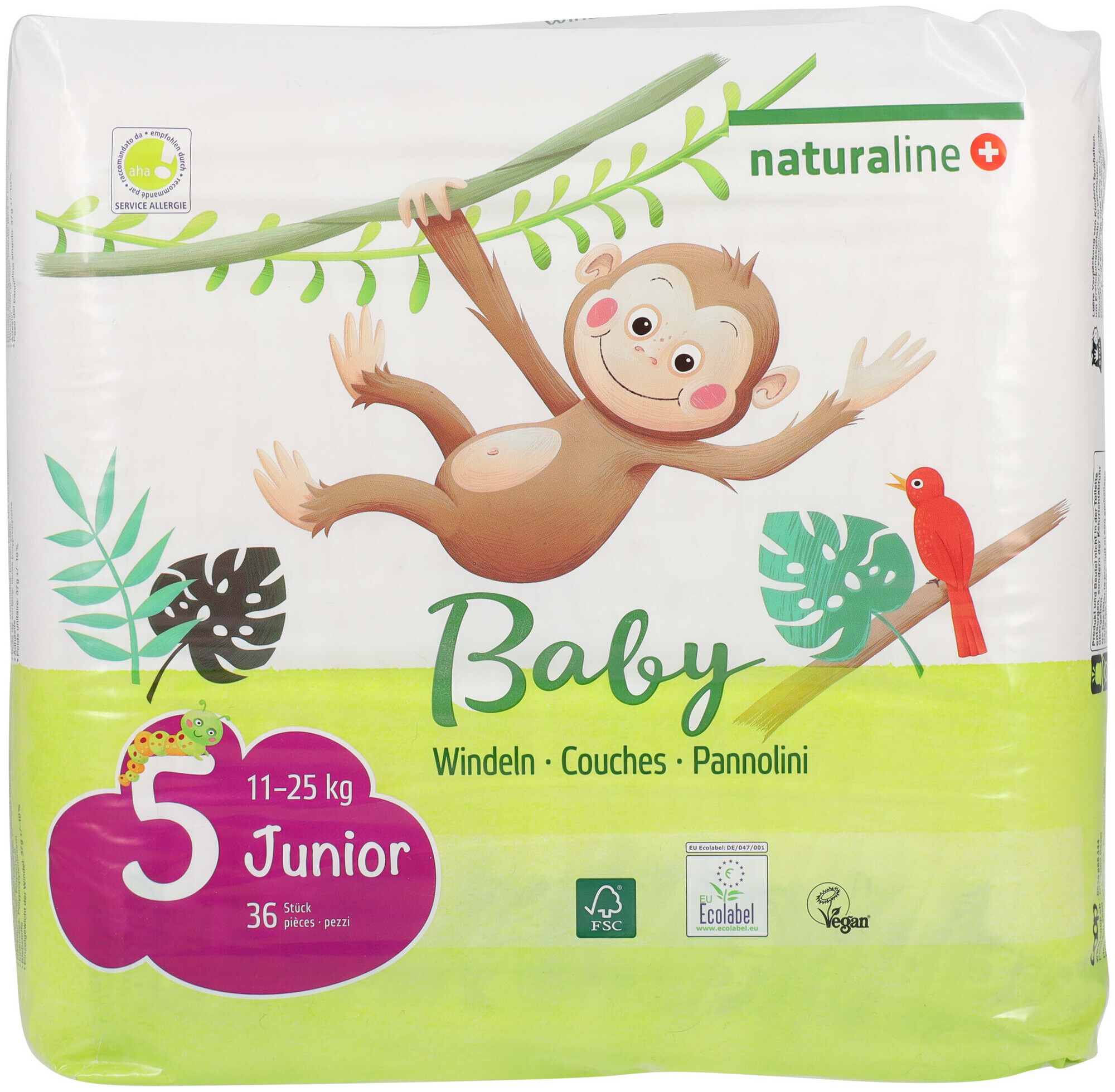 Image of Naturaline Cosmetics Naturaline Baby Junior Grösse 5,11-25kg, 36 Stück