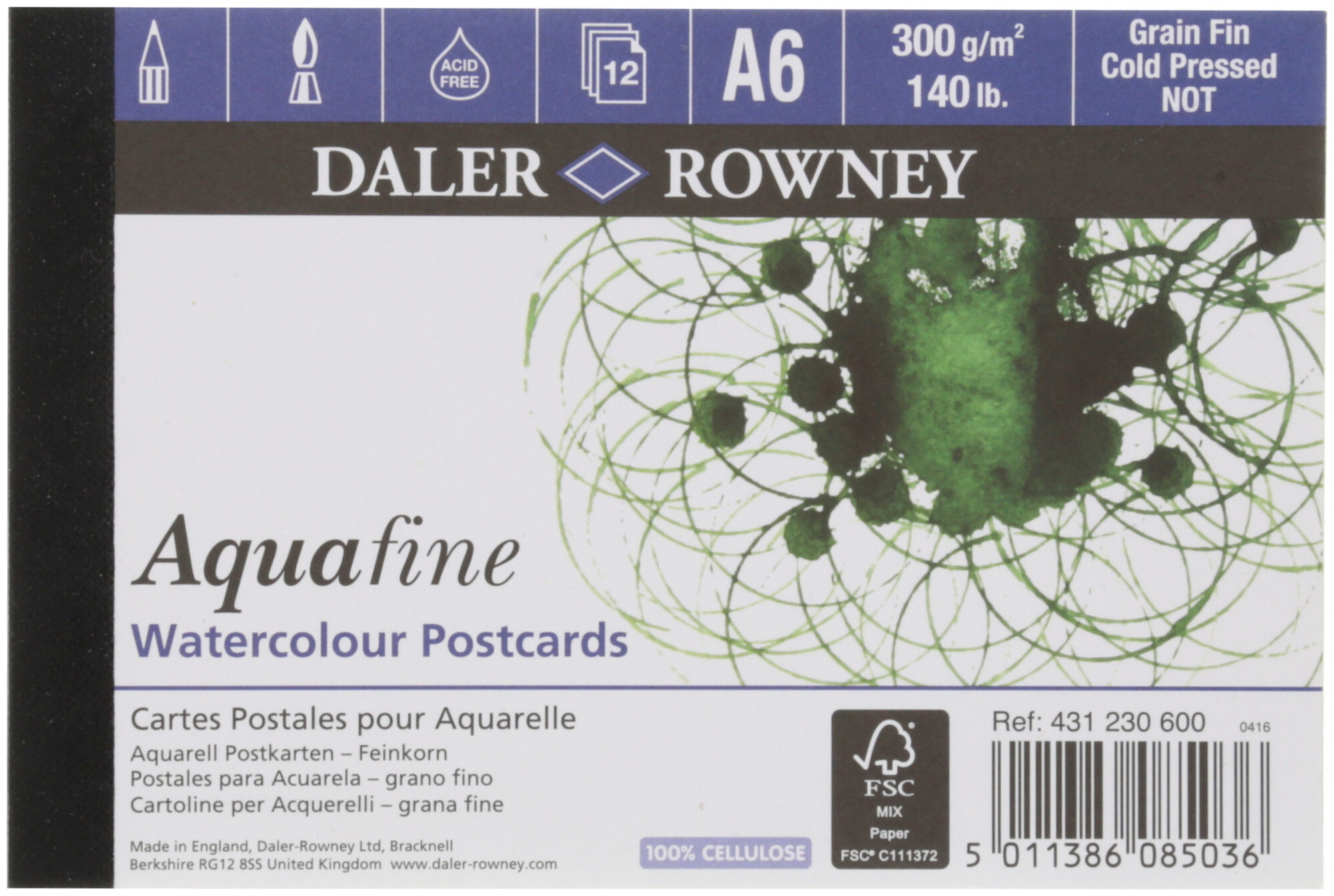 Image of Daler-Rowney Daler Rowney Block Postkarten Aquarellpapier 300gr. Pads 12 Blatt