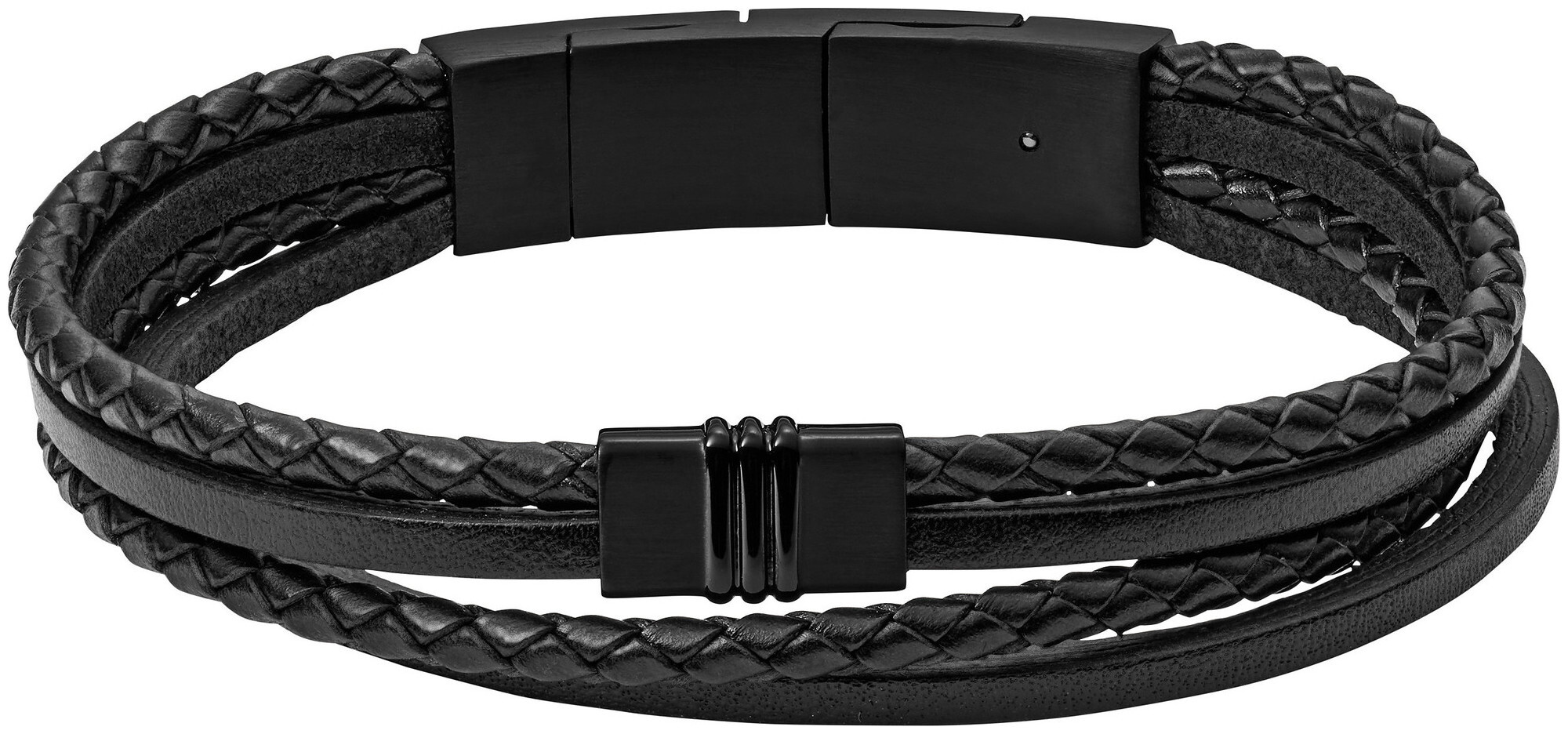 Image of Fossil Jewels Fossil Herren Armband Multi-Strand Black Leather