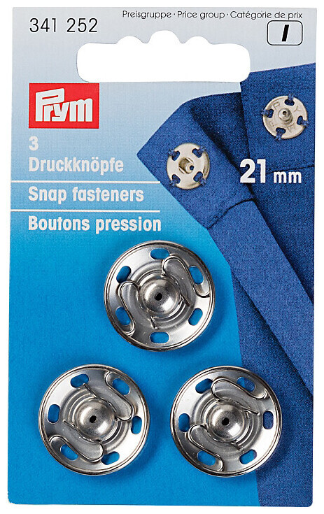 Prym bouton pression à coudre argent 21 mm 3 pcs nickel free