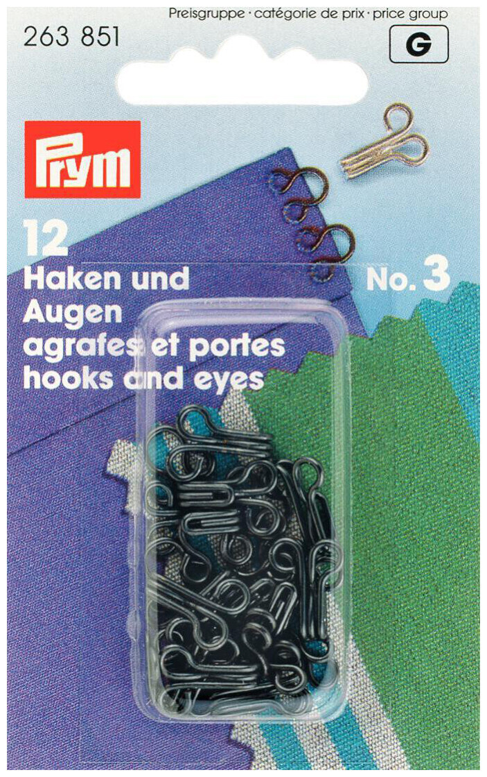 Image of Prym Federhaken und augen schwarz Nr. 3 12 Stk.